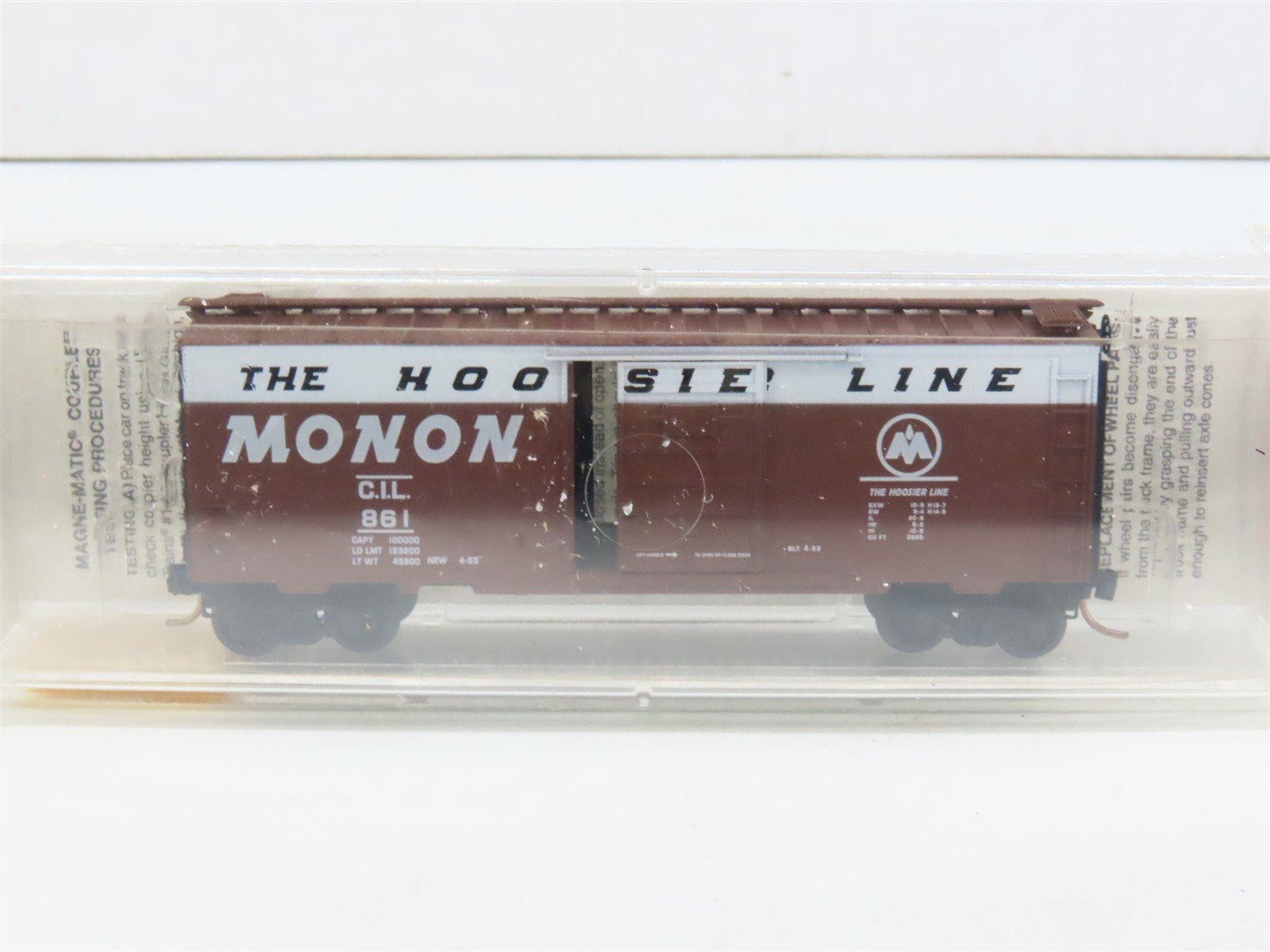 N Scale Micro-Trains MTL 20486 CIL Monon The Hoosier Line 40' Box Car #861