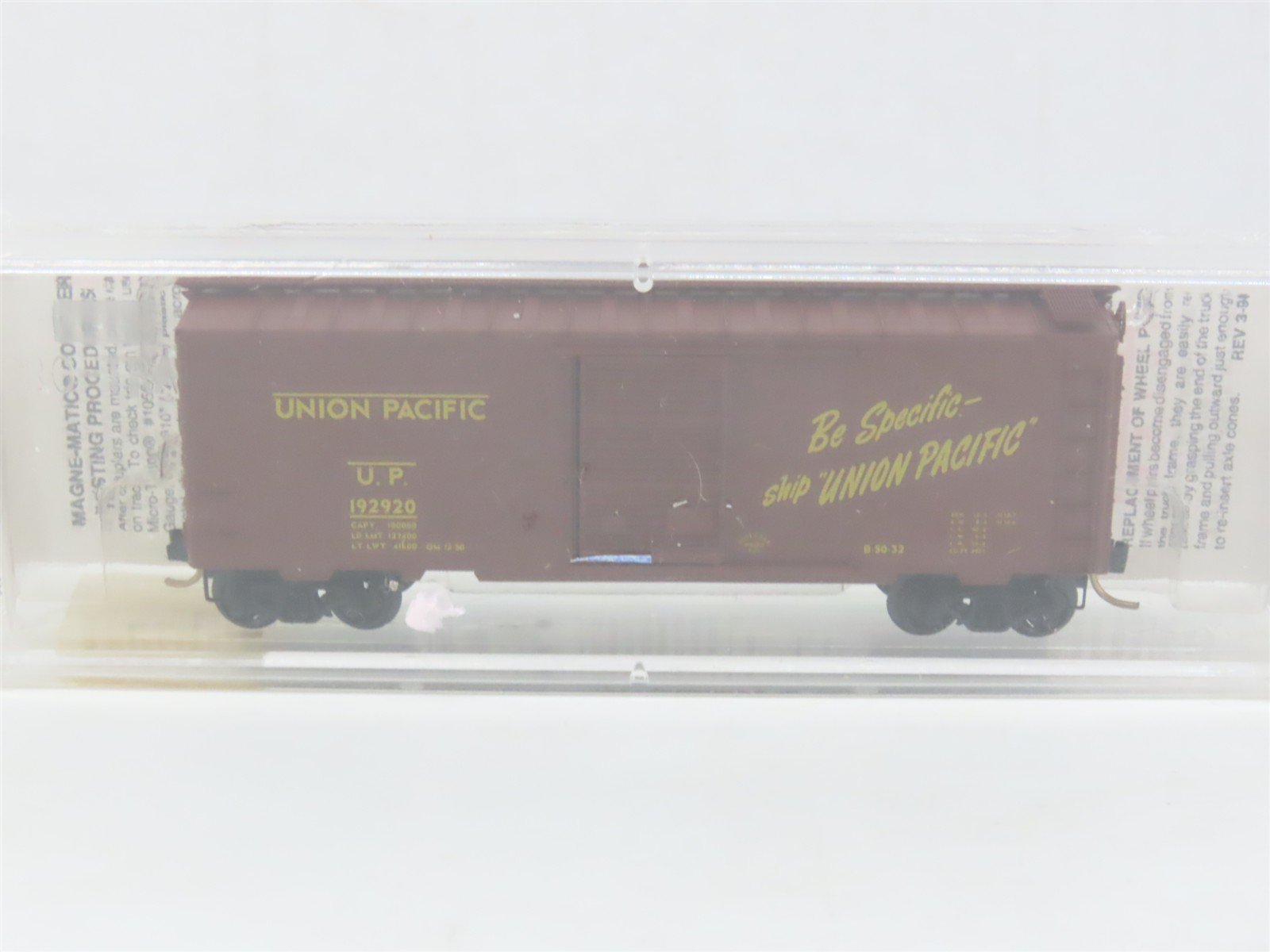 N Scale Micro-Trains MTL 20620 UP Union Pacific Be Specific 40' Box Car #192920