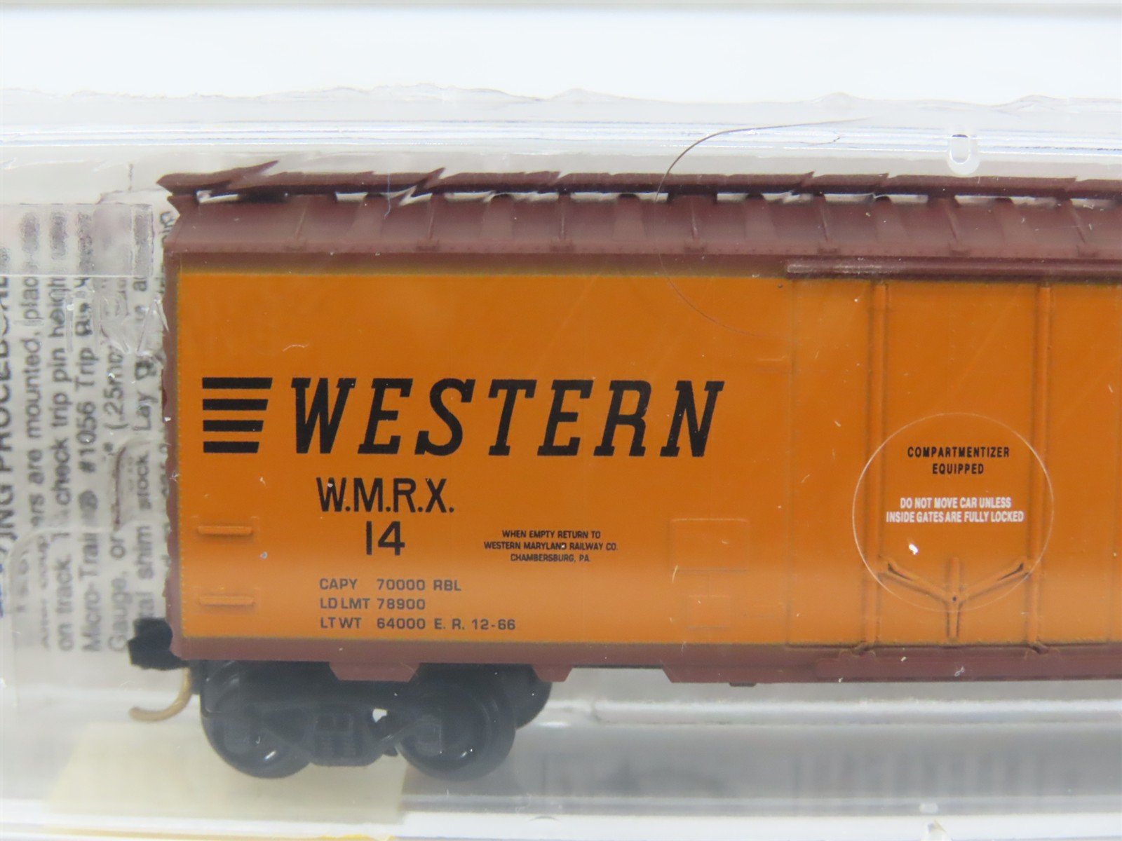 N Scale Micro-Trains MTL 21240 WMRX Western Maryland 40' Plug Door Box Car #14