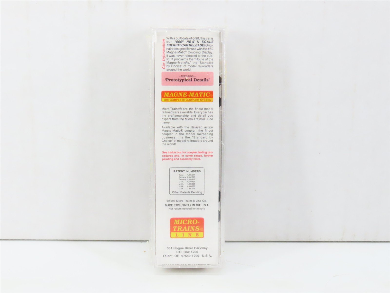N Scale Micro-Trains MTL 21220 MTL Route Of The Magne-Matics 40' Box Car #1000