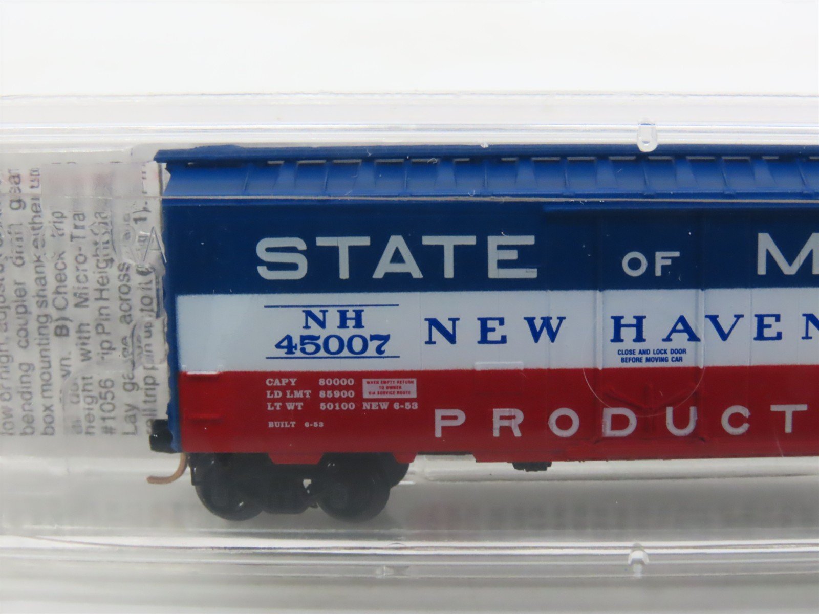 N Scale Micro-Trains MTL 21160 NH State Of Maine 40' Plug Door Box Car #45007