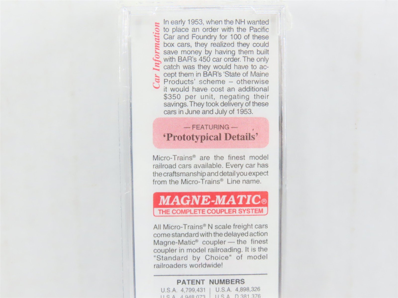 N Scale Micro-Trains MTL 21160 NH State Of Maine 40' Plug Door Box Car #45007