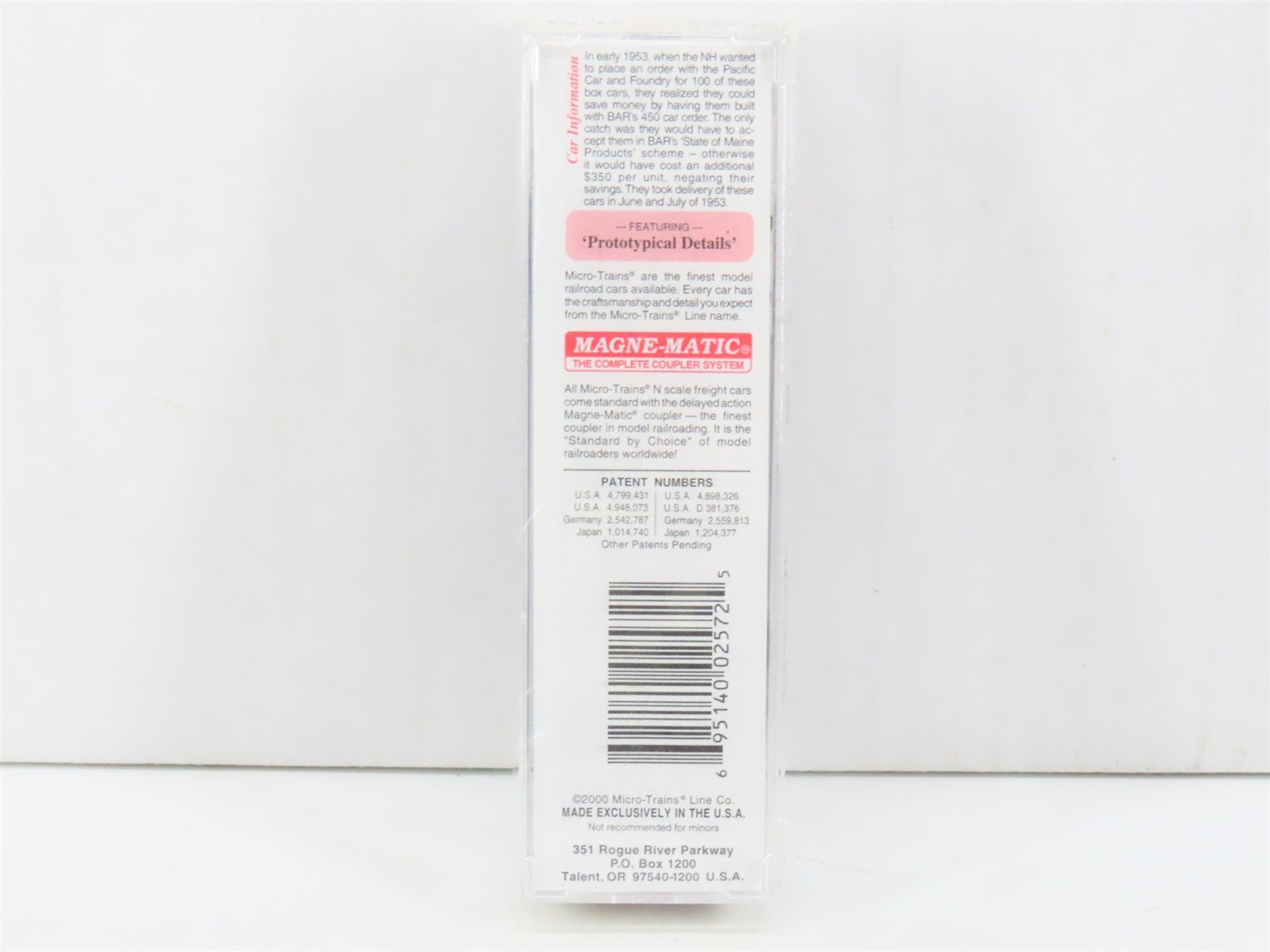 N Scale Micro-Trains MTL 21160 NH State Of Maine 40' Plug Door Box Car #45007