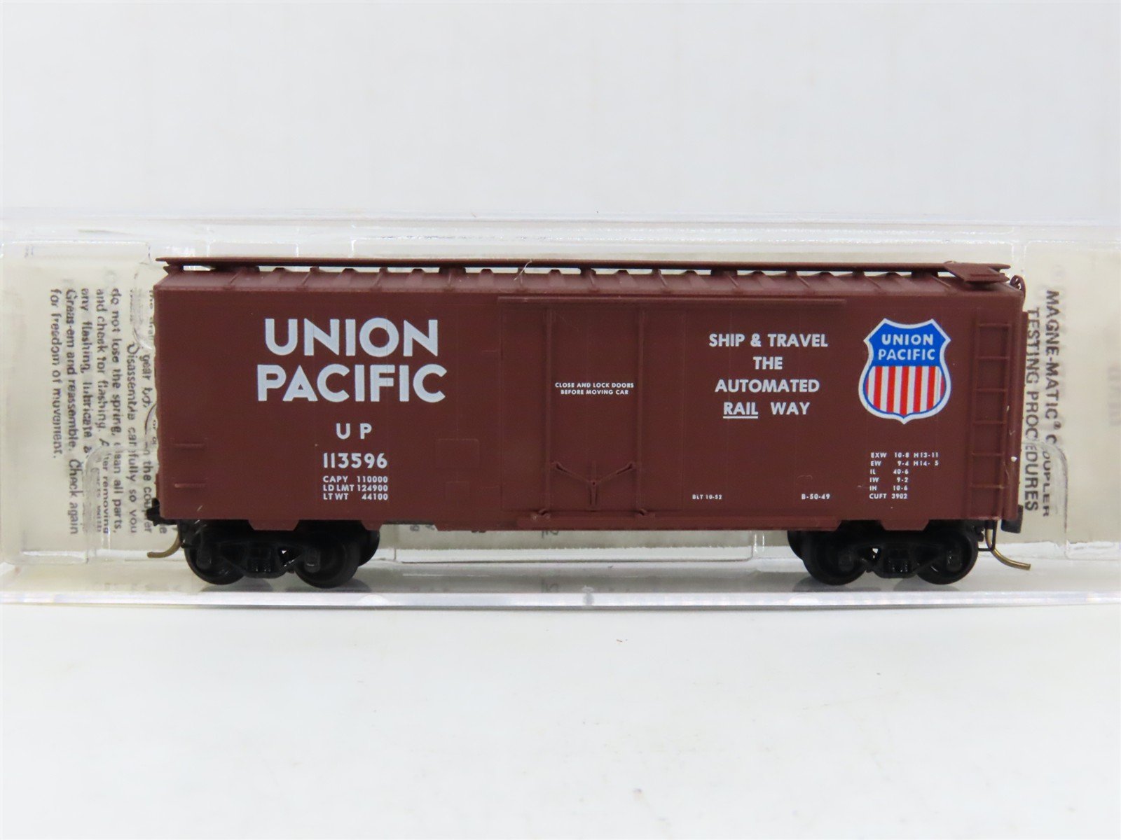 N Kadee Micro-Trains MTL 21140 UP Union Pacific Ship & Travel 40' Boxcar #113596