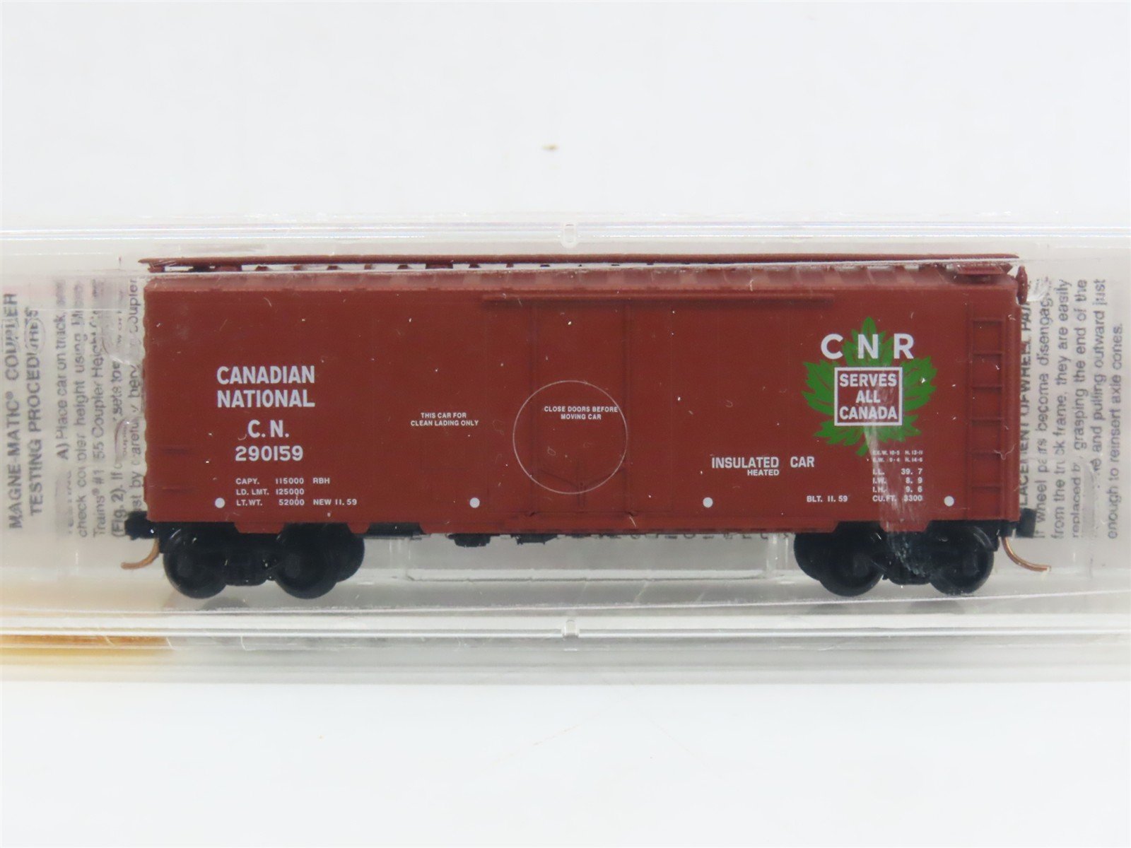 N Micro-Trains MTL 21120 CN Canadian National Maple Leaf 40' Box Car #290159