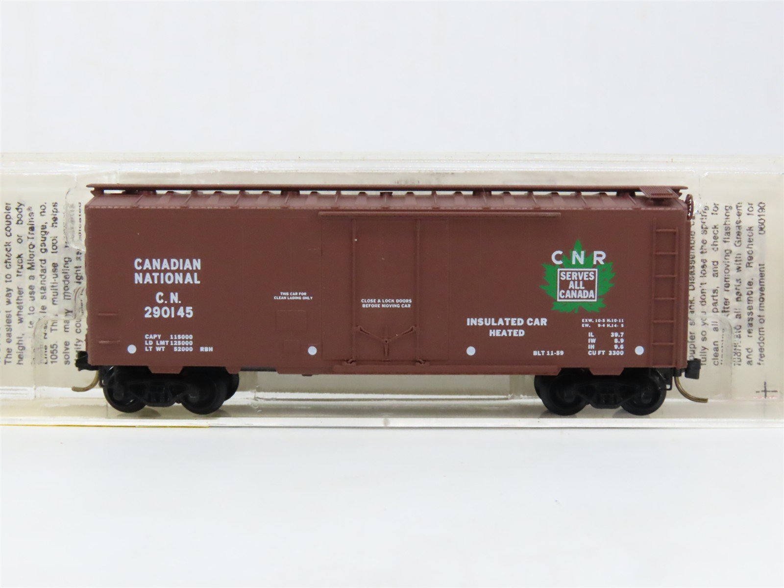 N Micro-Trains MTL 21120 CN Canadian National Maple Leaf 40' Box Car #290145