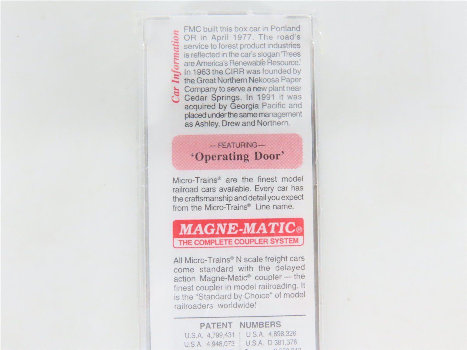 N Scale Micro-Trains MTL 25040 CIRR Chattahoochee Industrial 50' Box Car #90068
