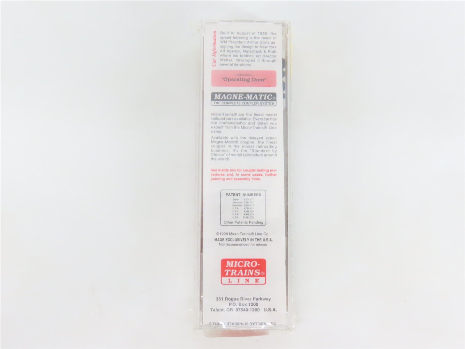 N Scale Micro-Trains MTL 31160 WM Western Maryland 50' Single Door Boxcar #34005