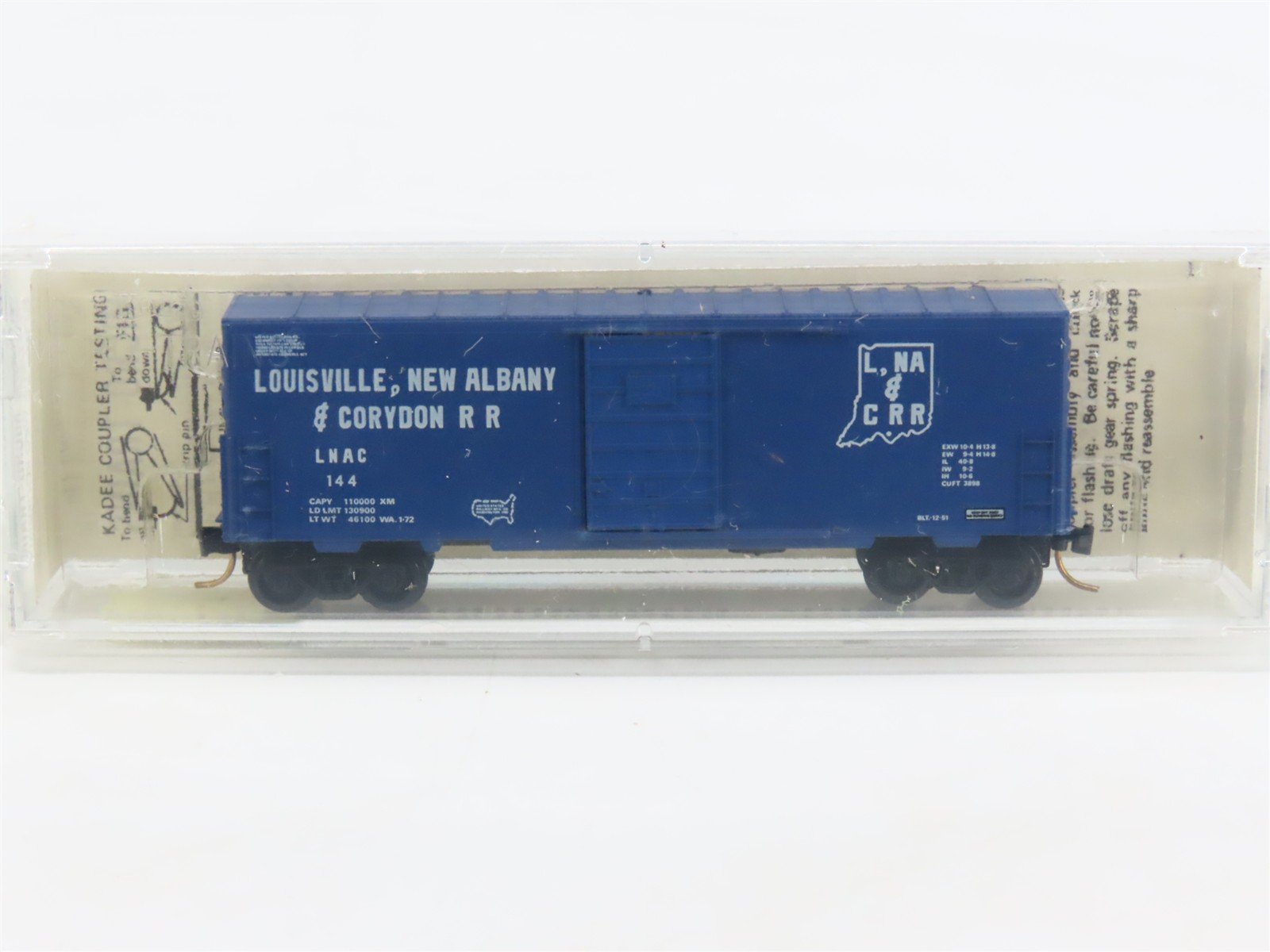 N Kadee Micro-Trains MTL 24080 LNAC Louisville New Albany & Corydon Box Car #144