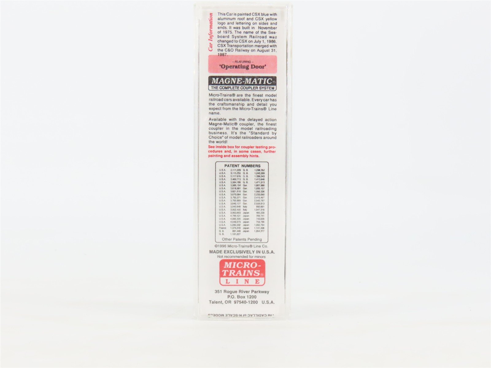 N Scale Micro-Trains MTL 25550/3 CSXT CSX 50' Rib Side Single Door Boxcar 141085
