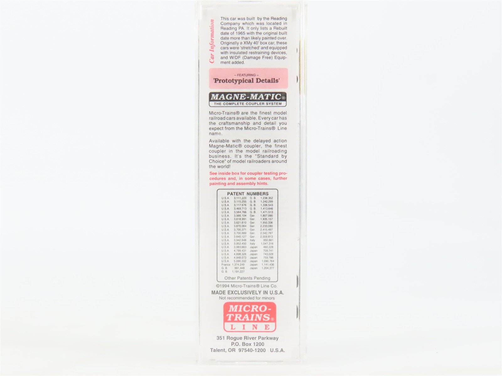 N Scale Micro-Trains MTL 32320 RDG Reading 50' Plug Door Box Car #17059