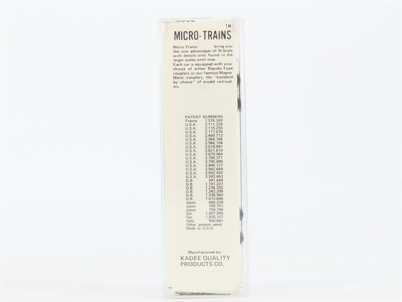N Scale Kadee Micro-Trains MTL 28000 Dimensional Data 40' Single Door Box Car