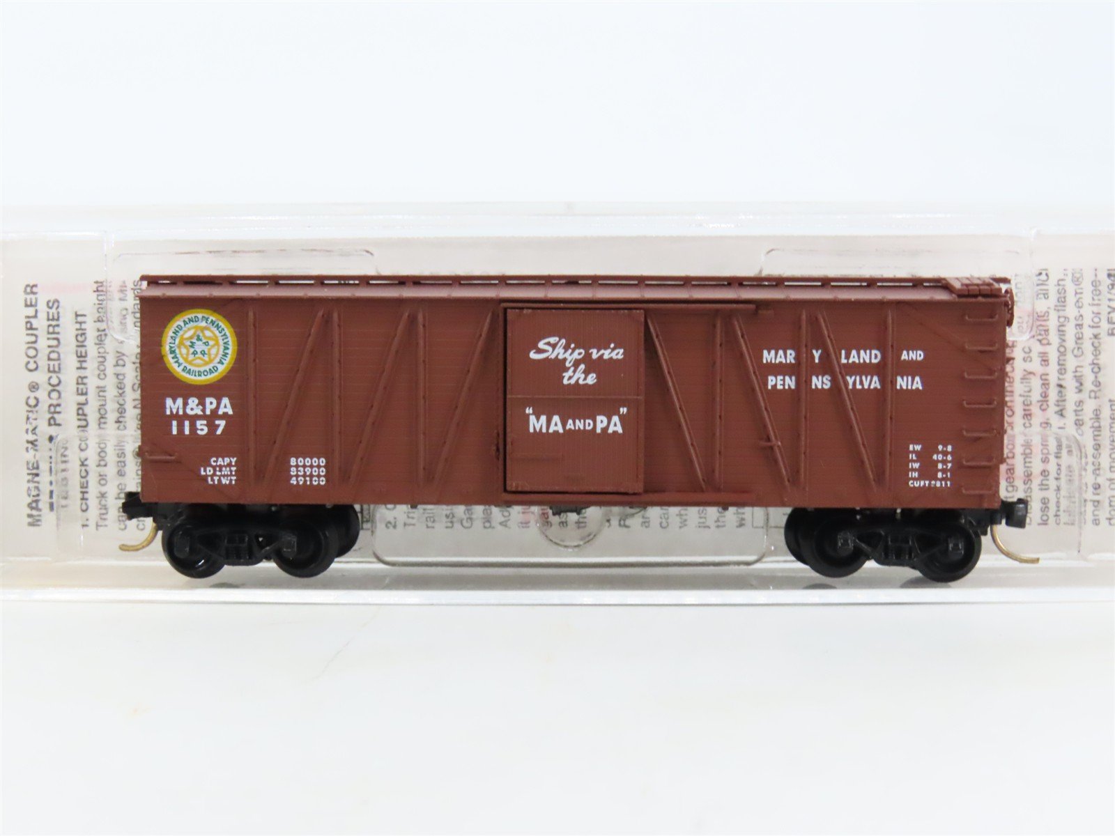 N Scale Micro-Trains MTL 28020 M&PA "MAandPA" 40' Single Door Box Car #1157