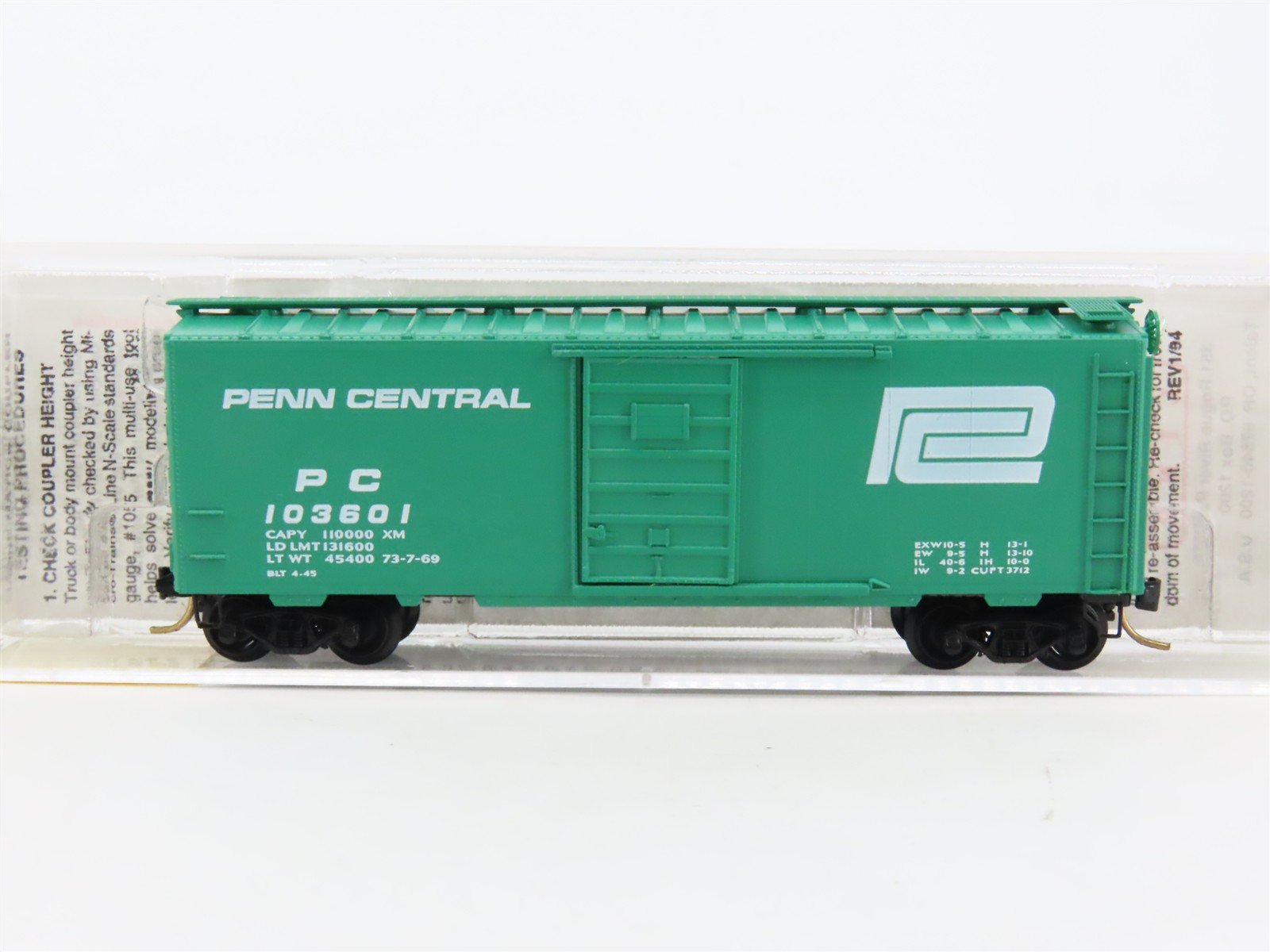 N Scale Micro-Trains MTL 20160 PC Penn Central 40' Single Door Box Car #103601
