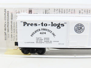 N Micro-Trains MTL 42060 Potlatch Lumber Co. Pres-to-logs 40' Wood Box Car #424