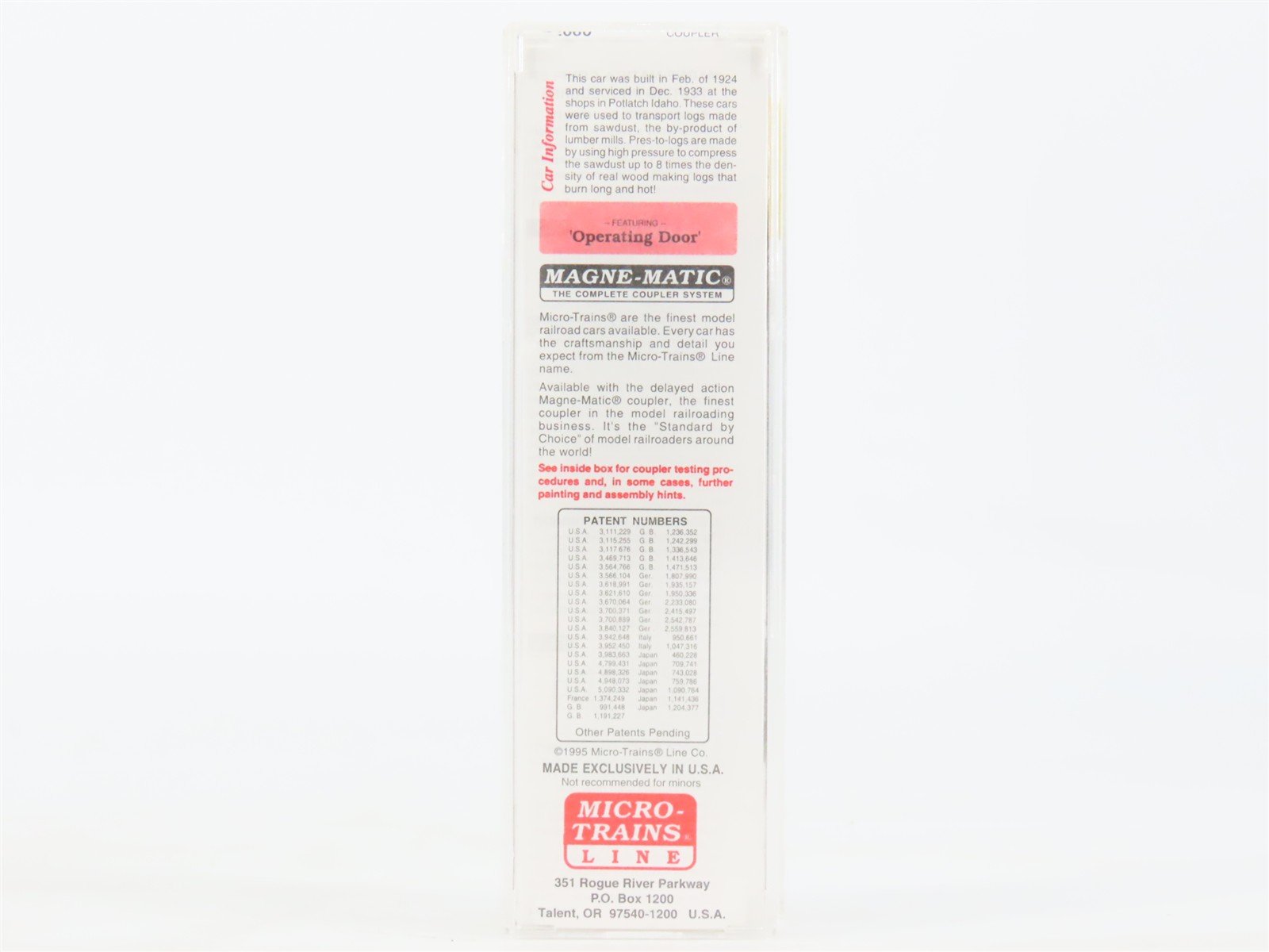 N Micro-Trains MTL 42060 Potlatch Lumber Co. Pres-to-logs 40' Wood Box Car #424