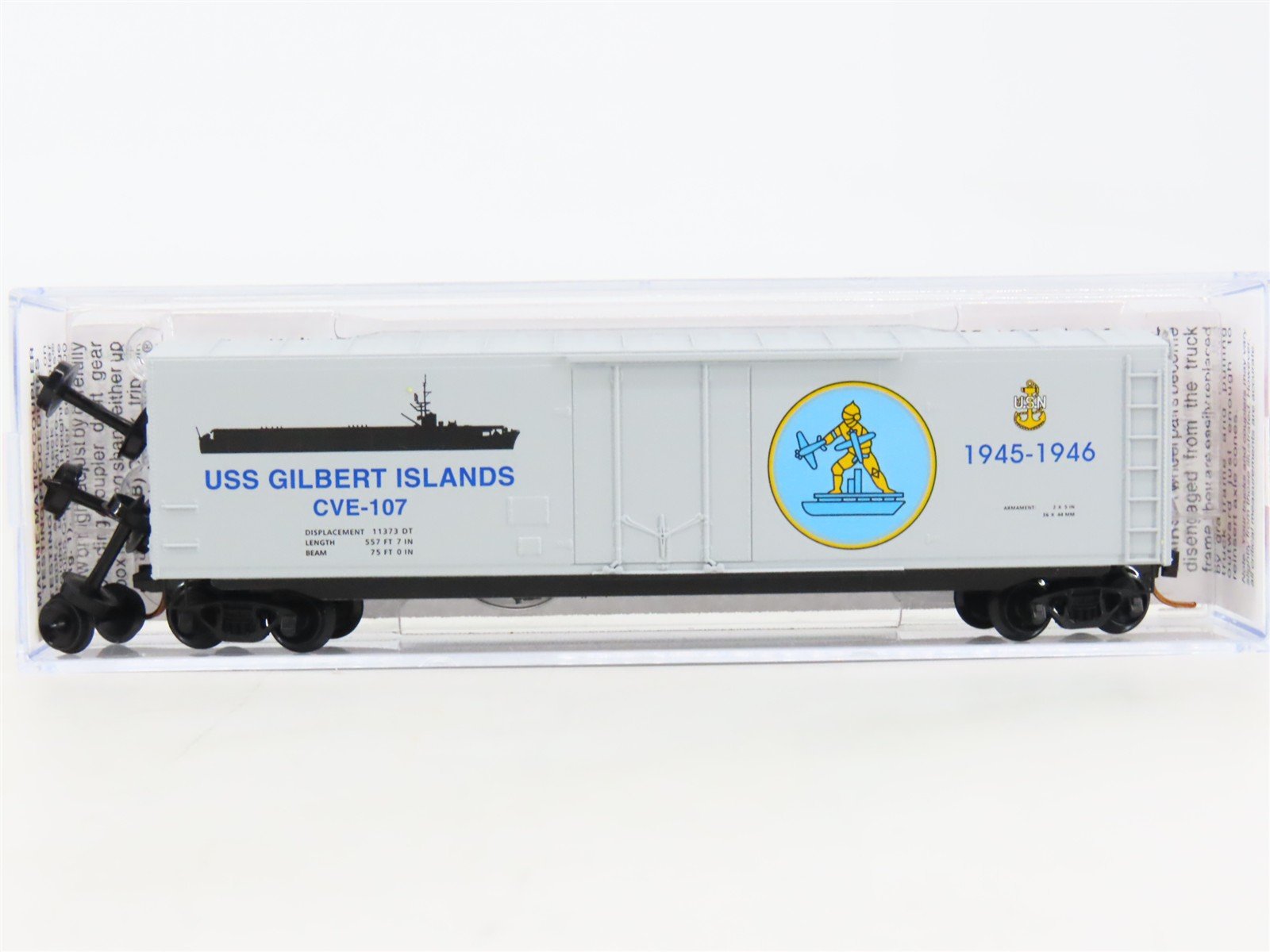 N Micro-Trains MTL 03800406 Navy Series #6 USS Gilbert Islands Box Car #CVE-107