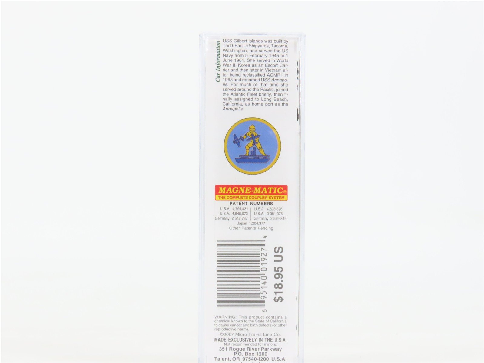 N Micro-Trains MTL 03800406 Navy Series #6 USS Gilbert Islands Box Car #CVE-107