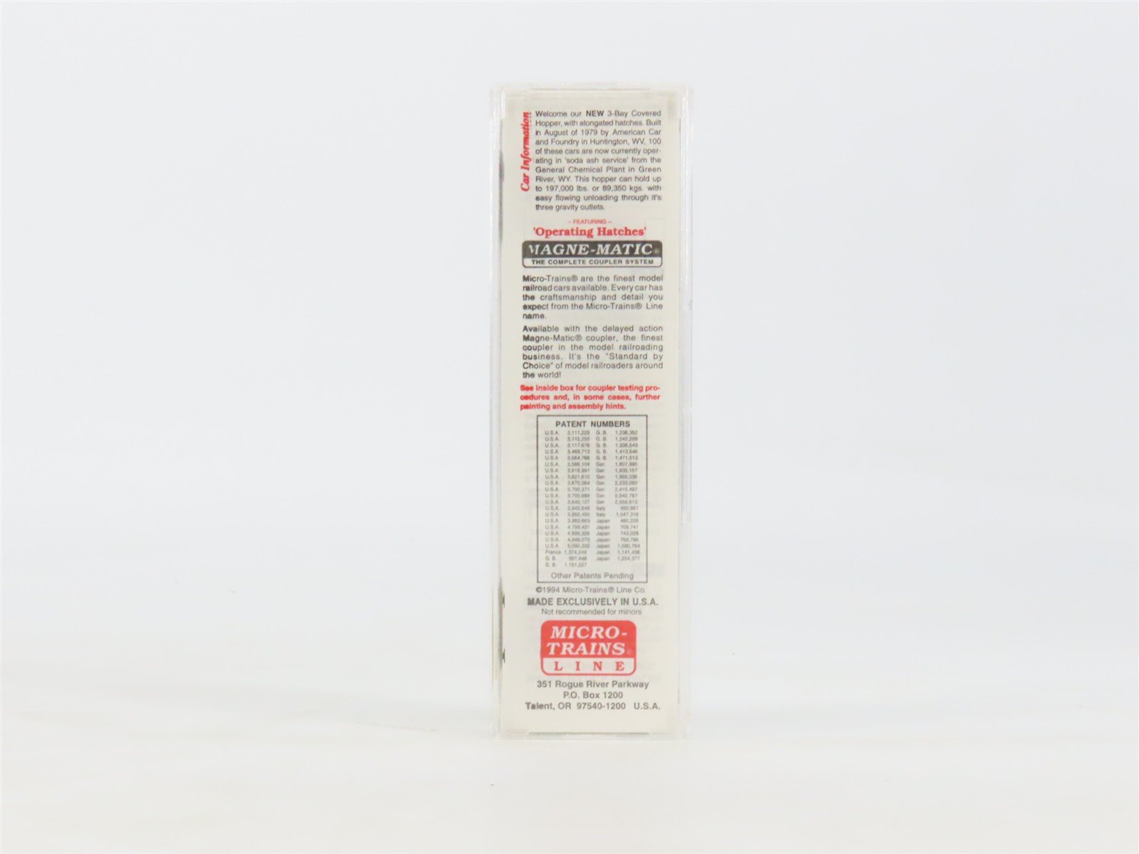 N Scale Micro-Trains MTL 94020 GRPX General Chemical 3-Bay Covered Hopper 944569