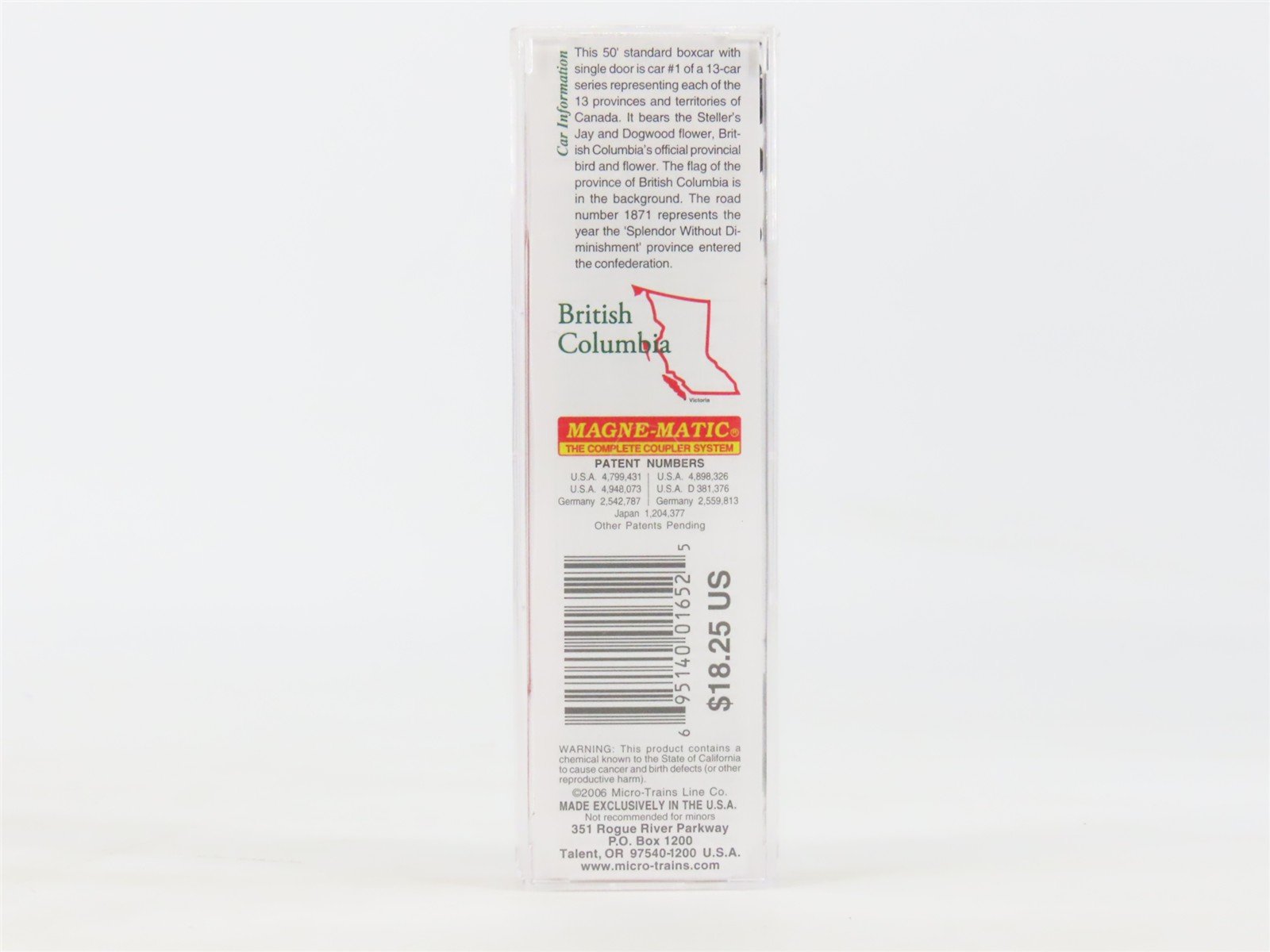 N Micro-Trains MTL 07700151 BC British Columbia Provincial 50' Box Car #1871