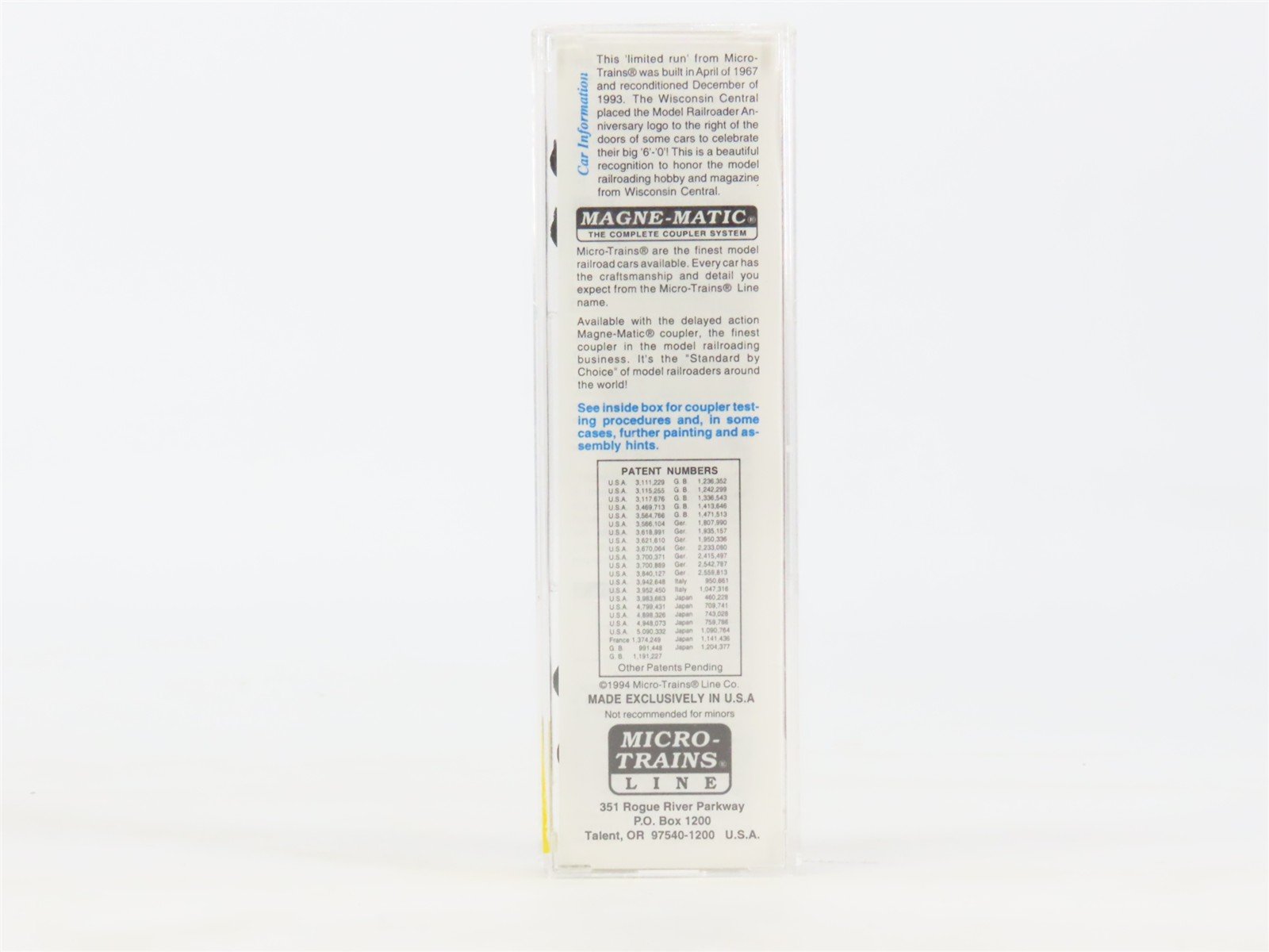N Micro-Trains MTL Limited Run 27210 WC Wisconsin Central 50' Box Car #26173