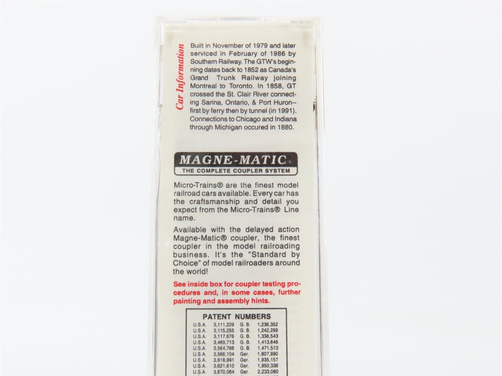 N Scale Micro-Trains MTL 27220 GTW Grand Trunk Western 50' Box Car #598093