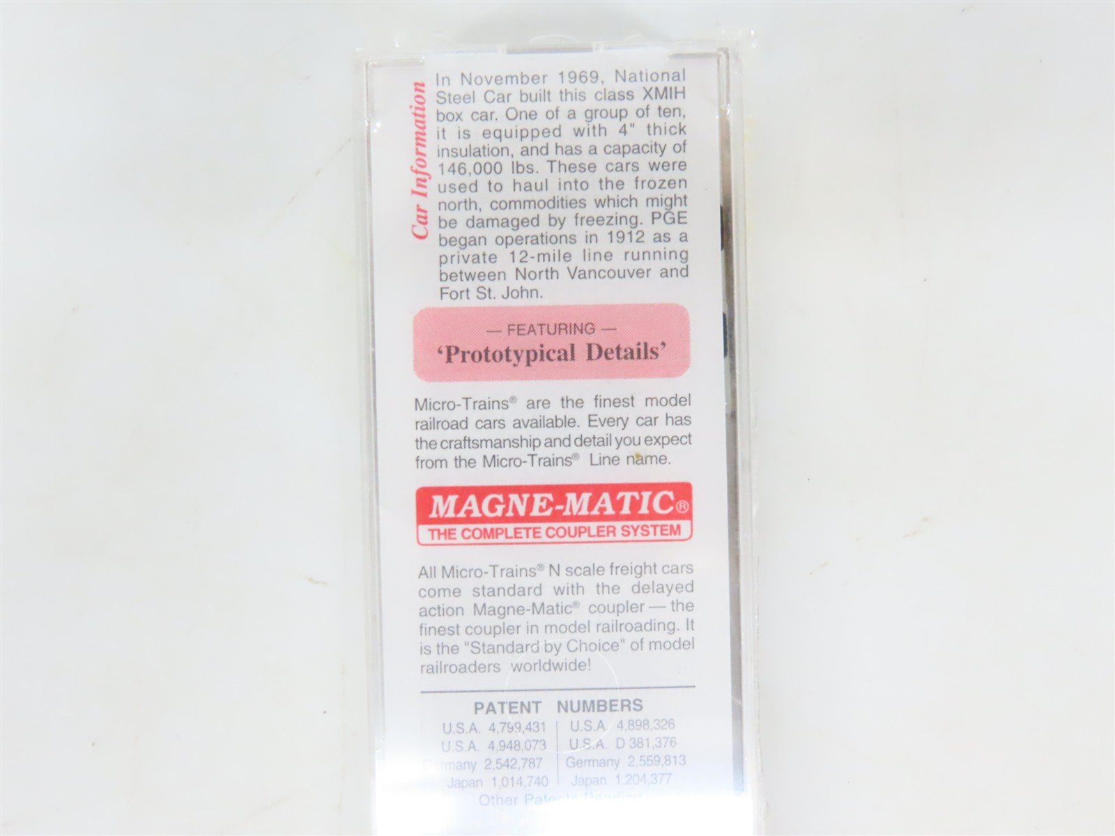 N Scale Micro-Trains MTL 27280 PGE Pacific Great Eastern 50' Box Car #8027