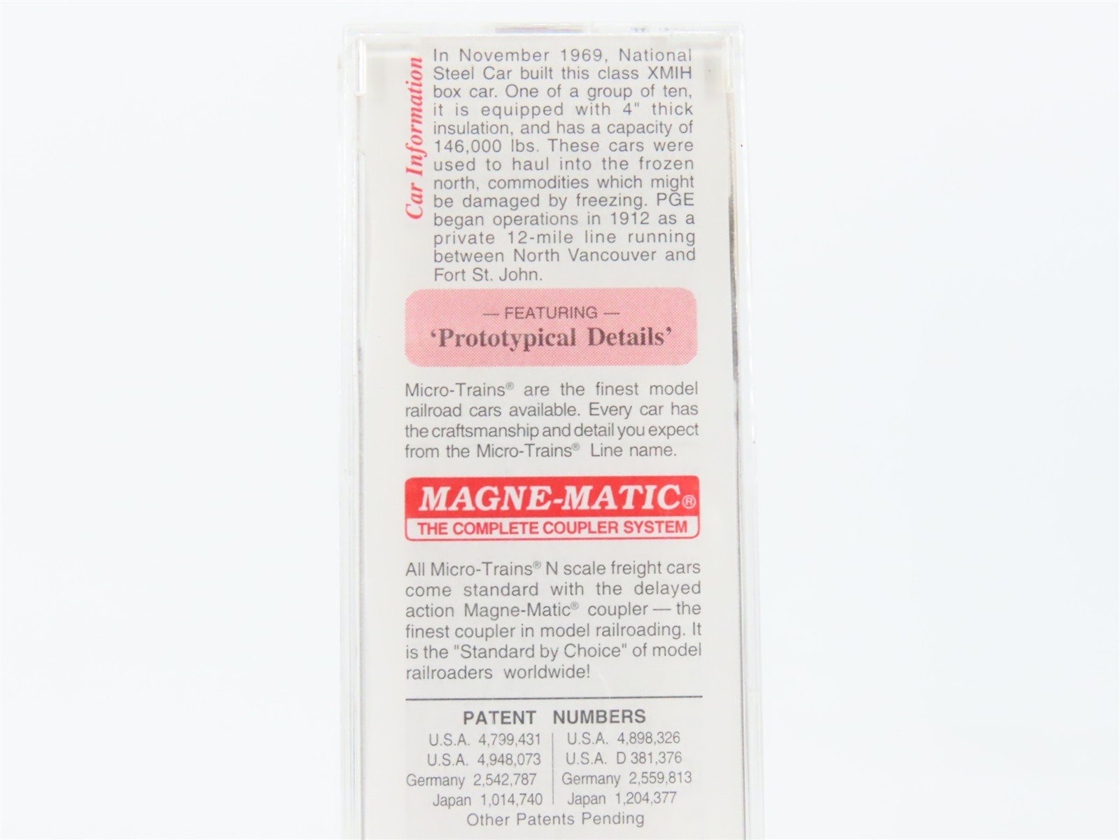 N Scale Micro-Trains MTL 27280 PGE Pacific Great Eastern 50' Box Car #8027