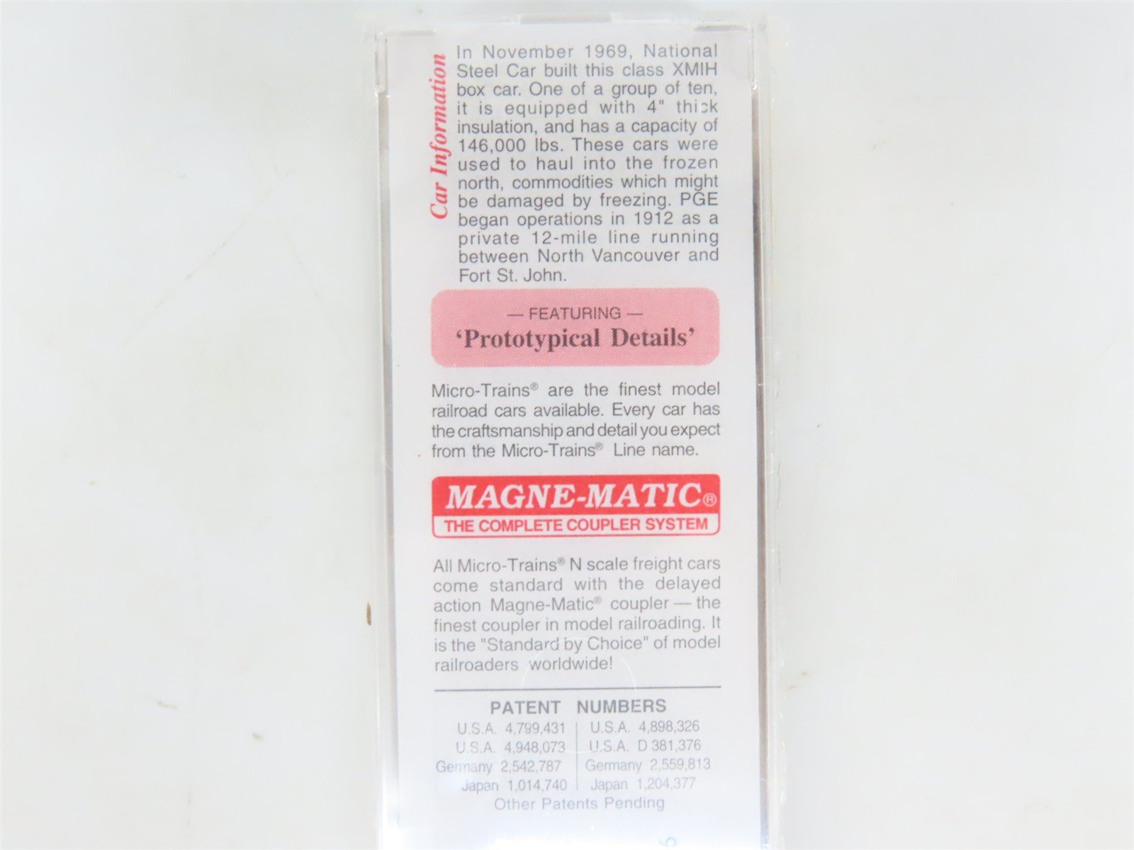 N Scale Micro-Trains MTL 27280 PGE Pacific Great Eastern 50' Box Car #8027