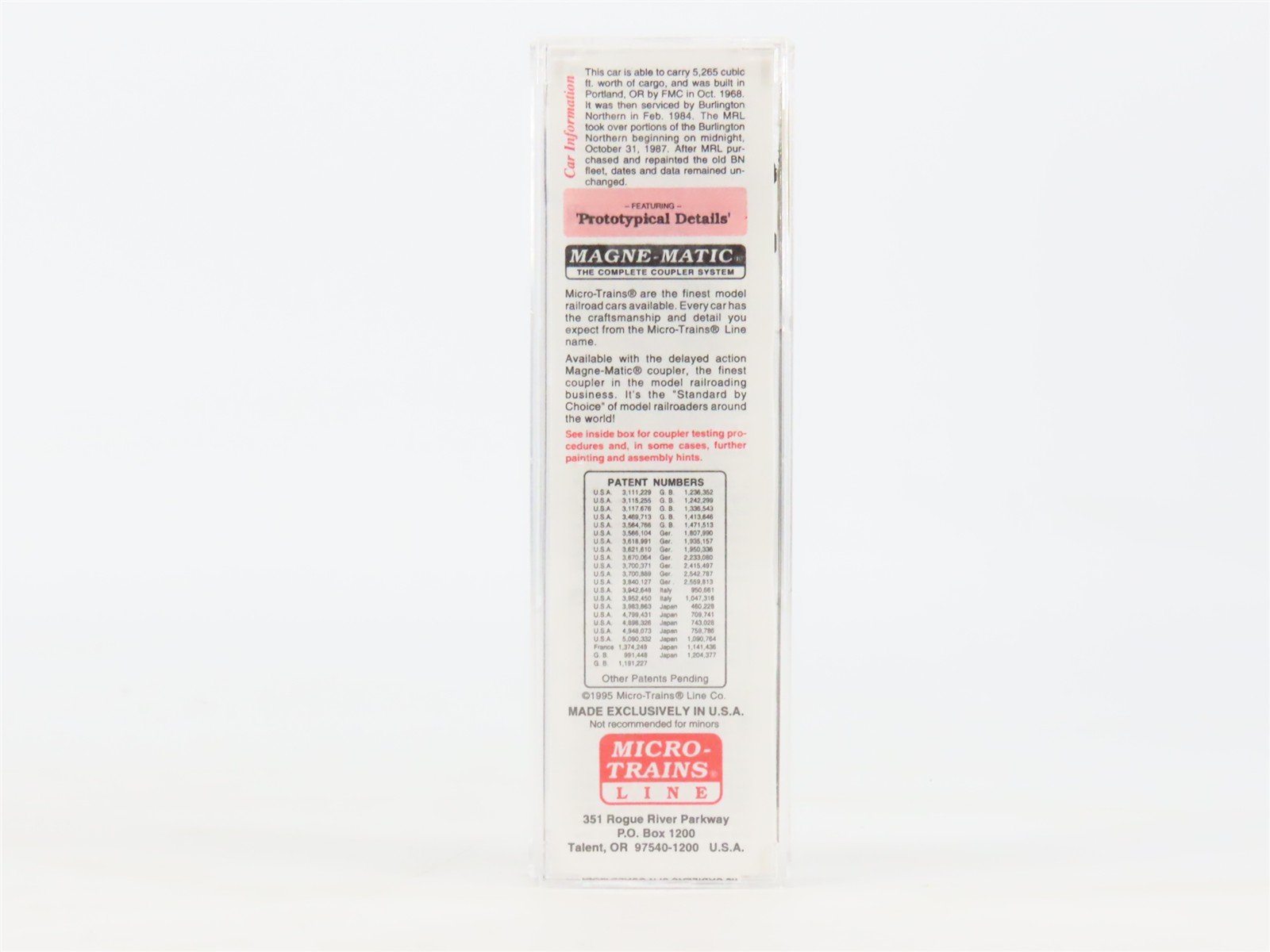 N Scale Micro-Trains MTL 27240 MRL Montana Rail Link 50' Plug Door Boxcar #25058