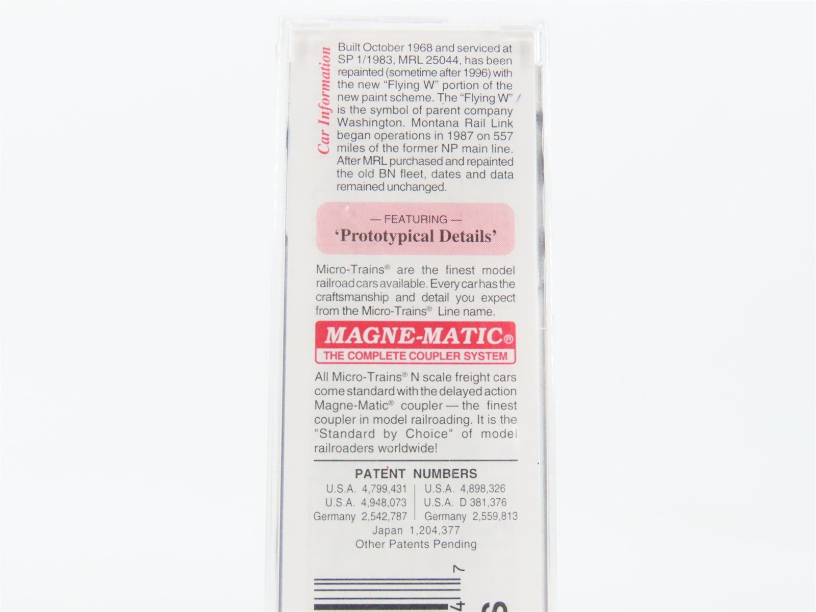 N Scale Micro-Trains MTL 27290 MRL Montana Rail Link 50' Plug Door Boxcar #25044