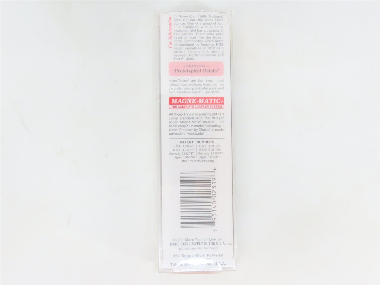 N Scale Micro-Trains MTL 27280 PGE Pacific Great Eastern 50' Box Car #8027