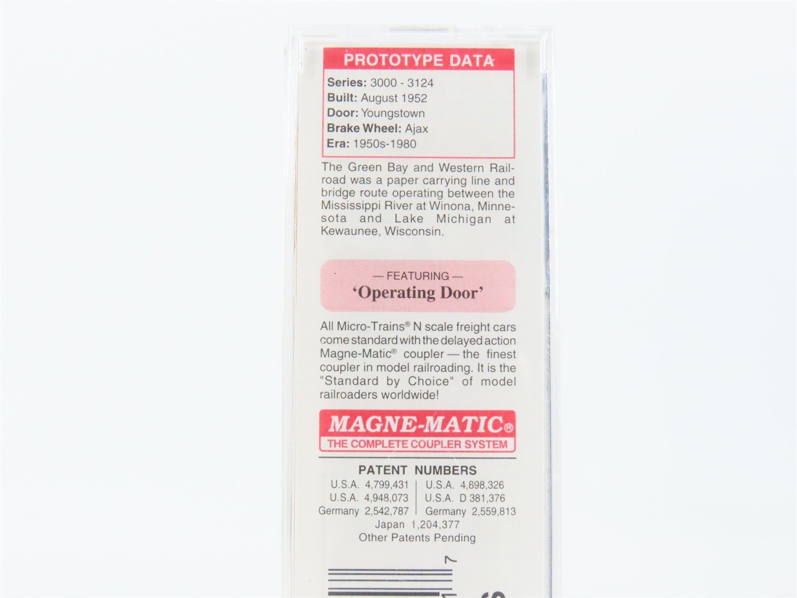 N Scale Micro-Trains MTL 31130 GBW Green Bay Route 50' Single Door Box Car #3020