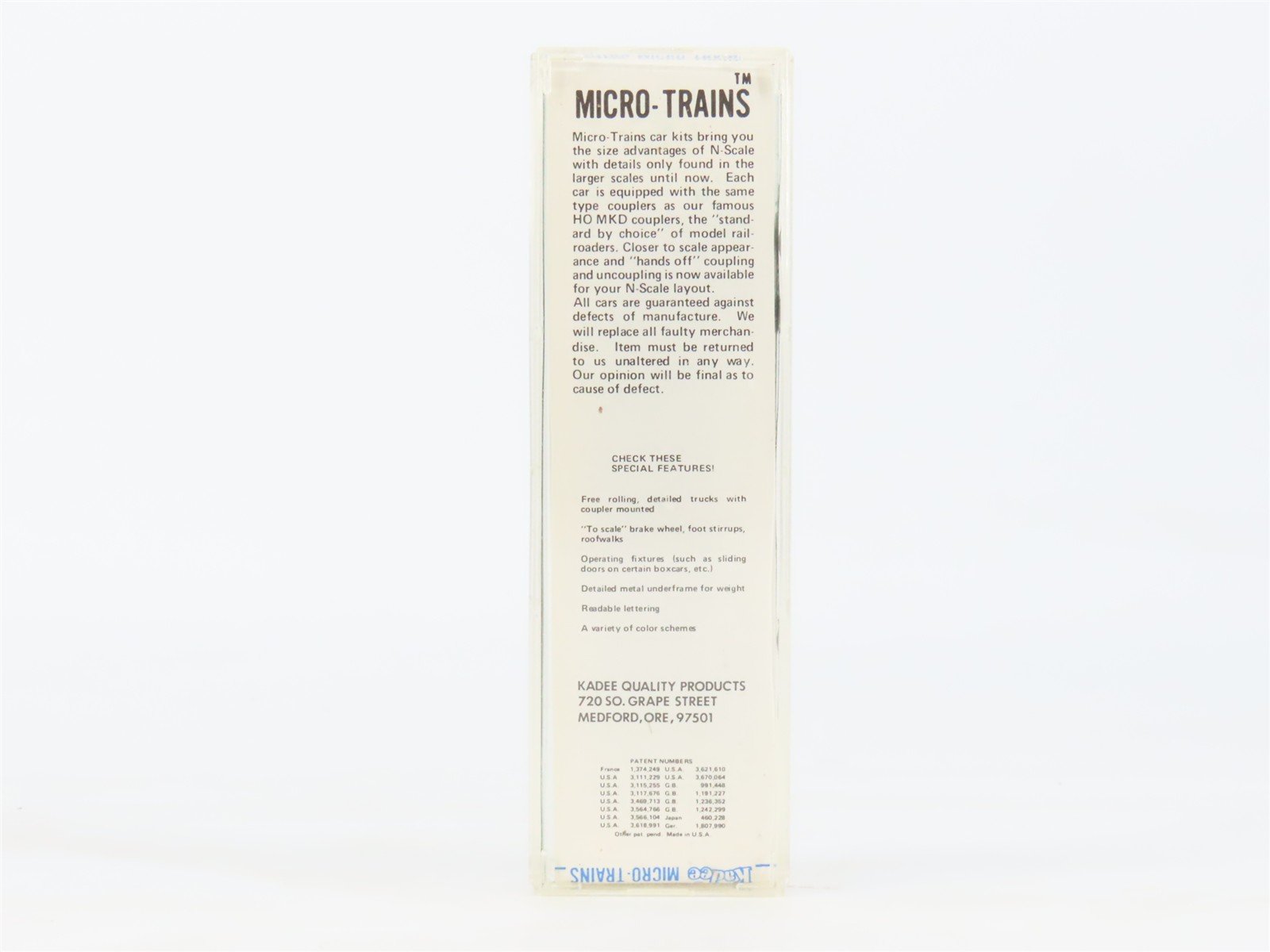 N Kadee Micro-Trains MTL 28000 Unlettered 40' Single Door Box Car - Blue Label