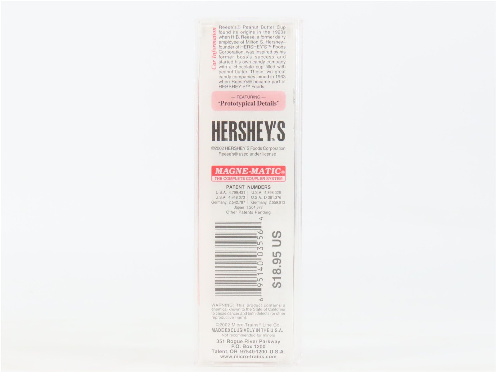 N Micro-Trains MTL 21300 HFC Hershey's Reese's Peanut Butter Cups Box Car #7602