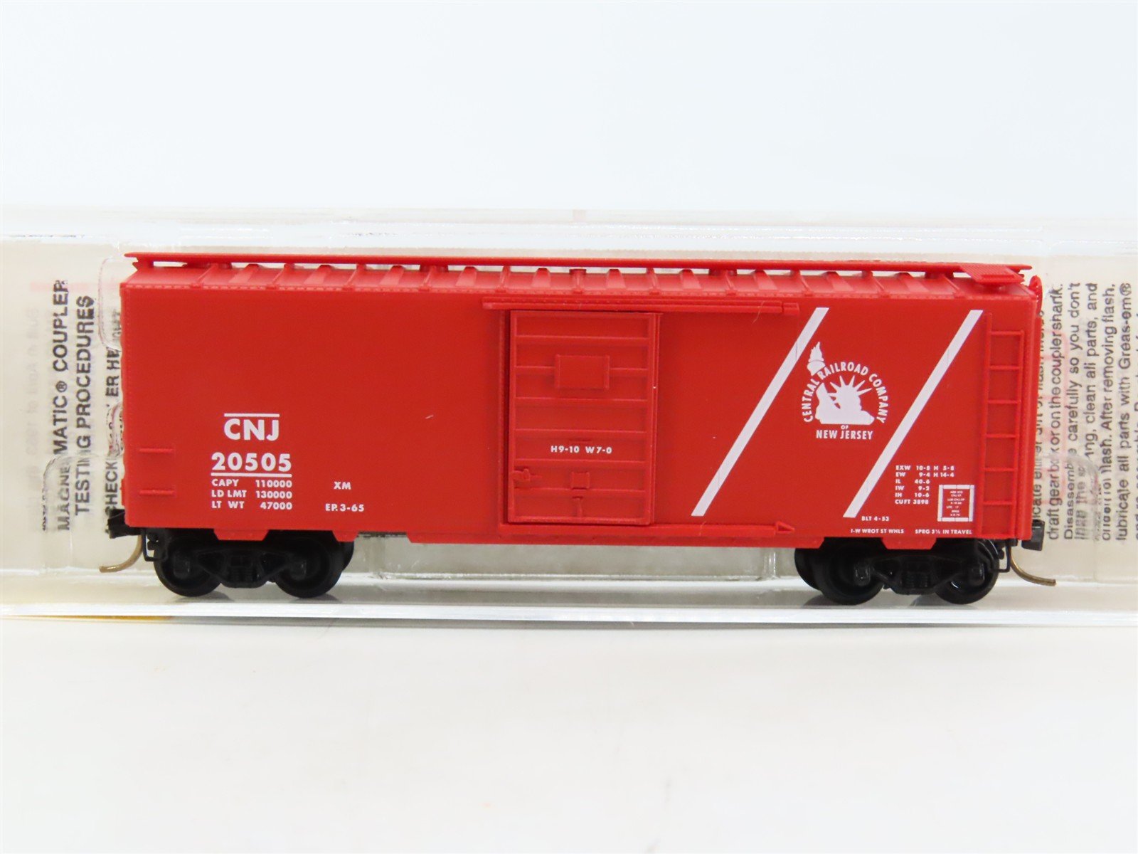 N Scale Micro-Trains MTL 20196 CNJ Jersey Central 40' Single Door Box Car #20505