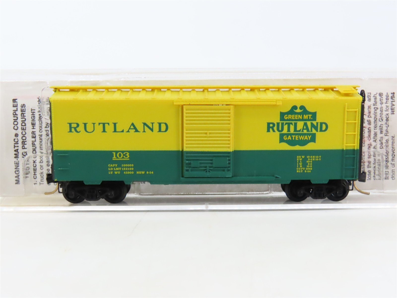 N Scale Micro-Trains MTL 20146 RUT Rutland Green Mt. Gateway 40' Box Car #103