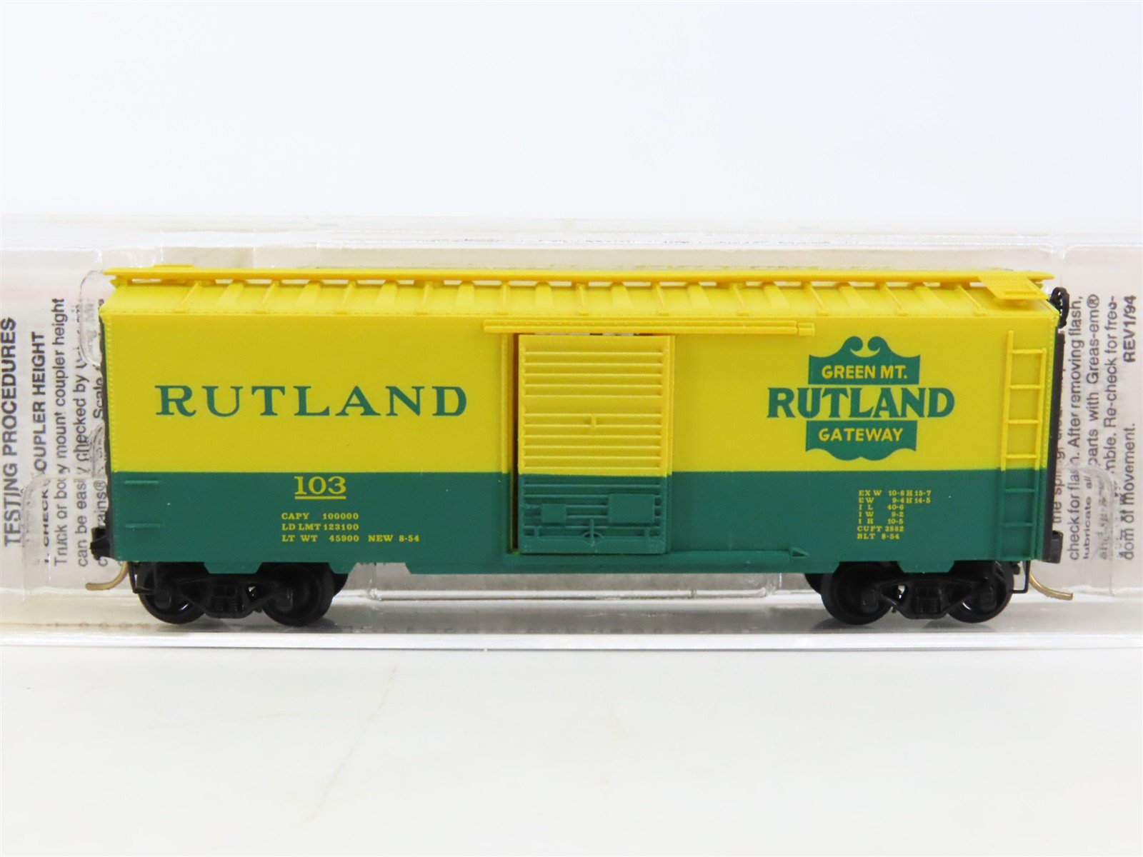 N Scale Micro-Trains MTL 20146 RUT Rutland Green Mt. Gateway 40' Box Car #103