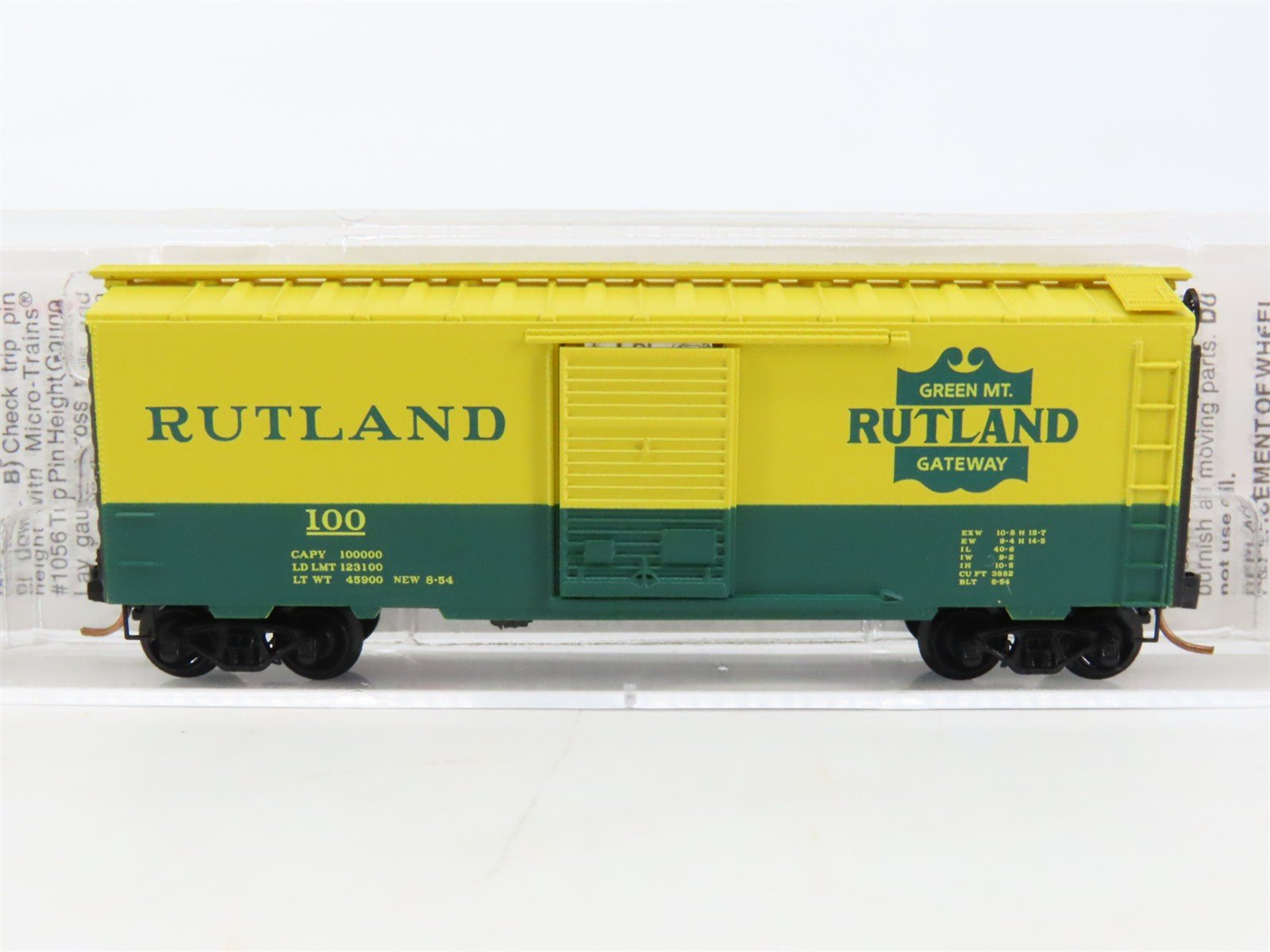 N Scale Micro-Trains MTL 20146 RUT Rutland Green Mt. Gateway 40' Box Car #100