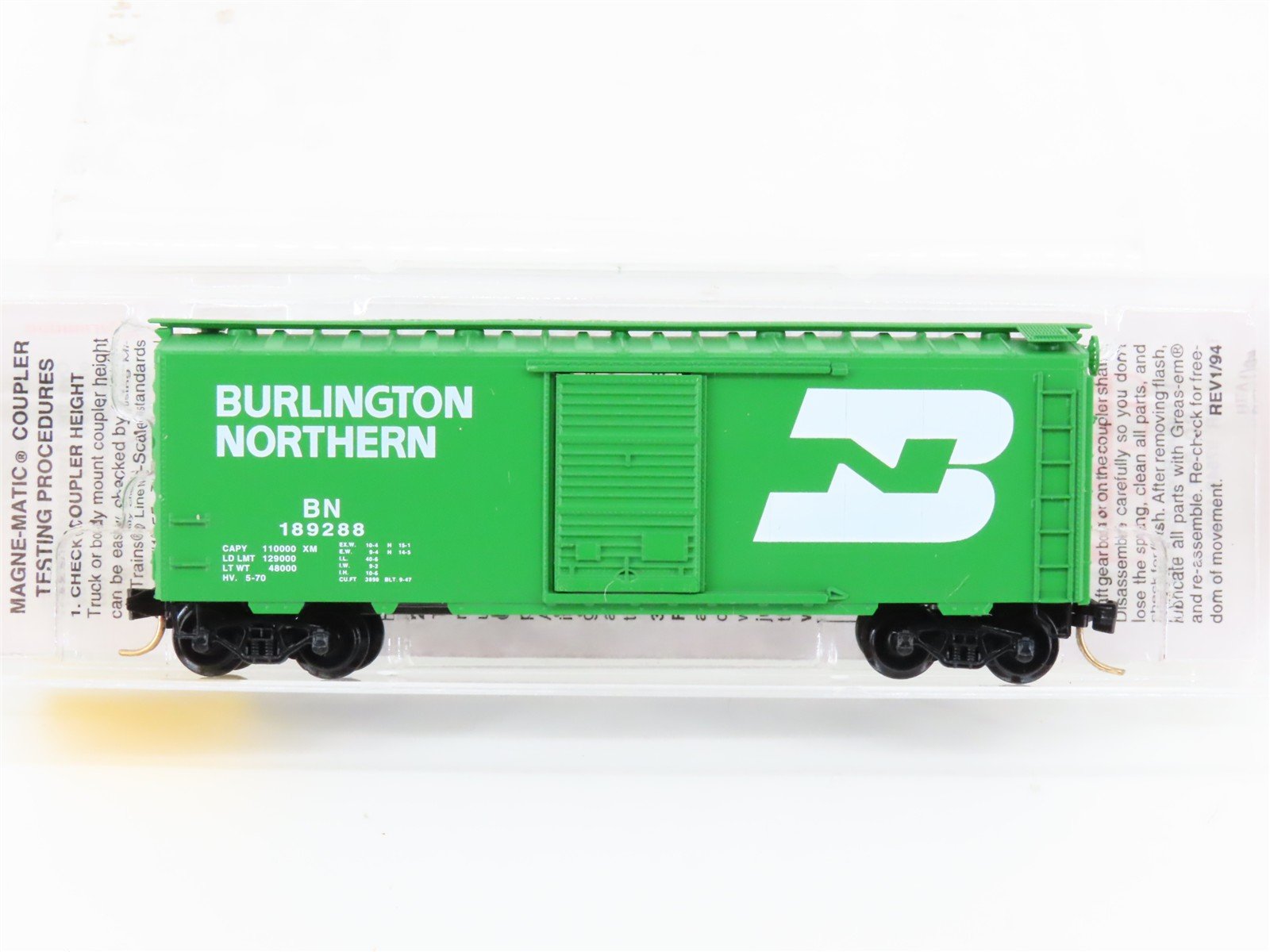 N Scale Micro-Trains MTL 20306/2 BN Burlington Northern 40' Box Car #189288
