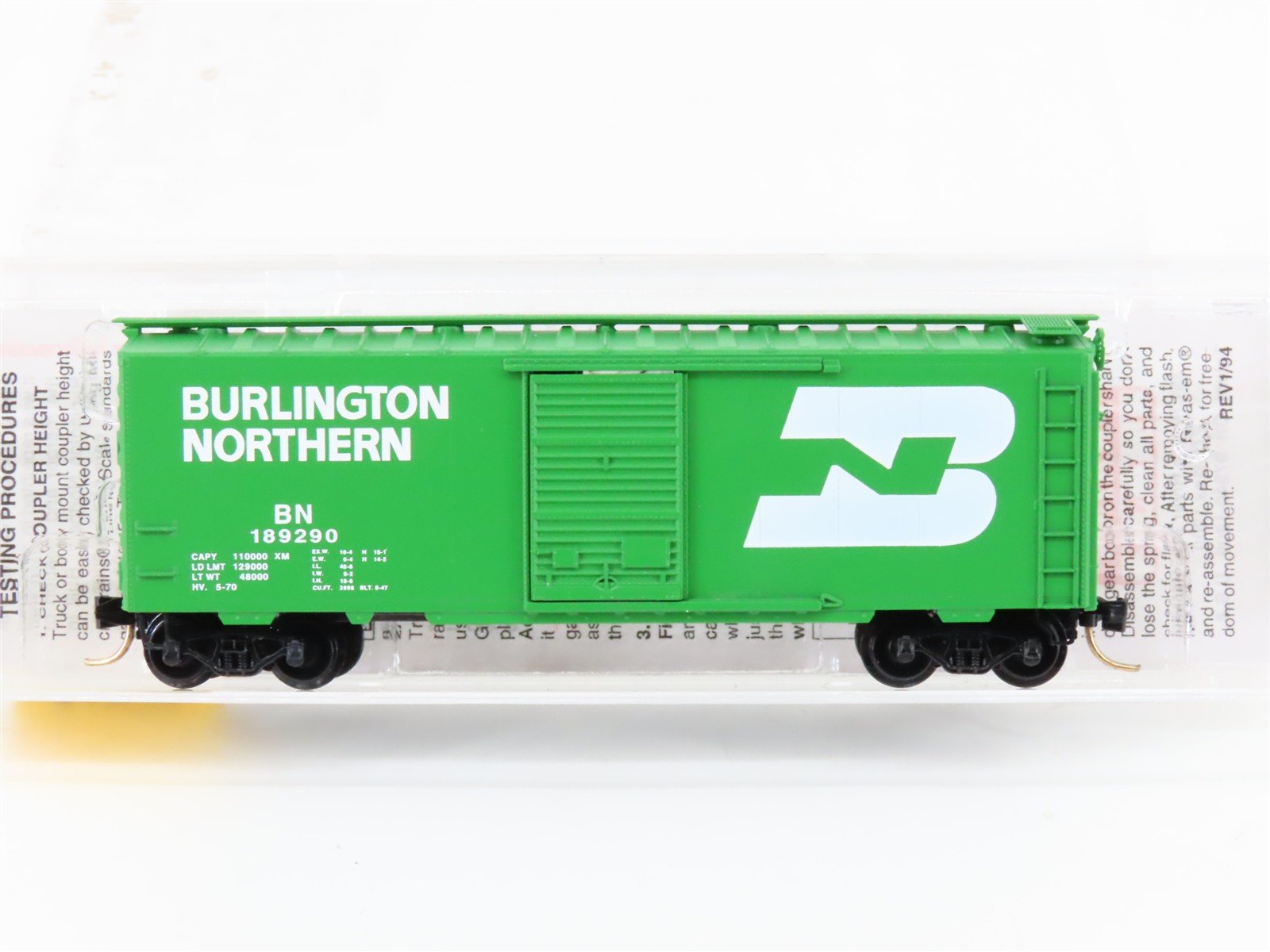N Scale Micro-Trains MTL 20306/3 BN Burlington Northern 40' Box Car #189290