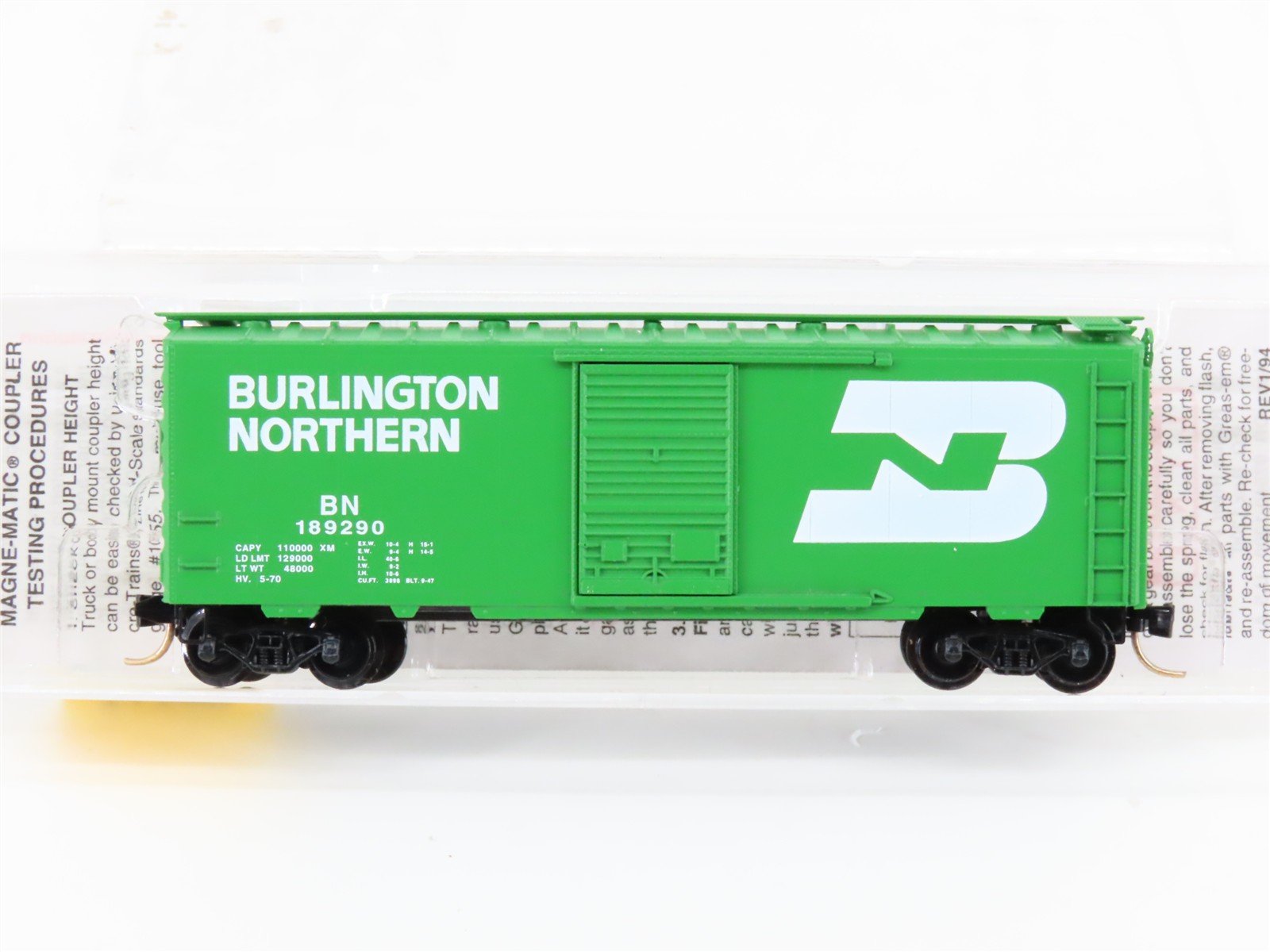 N Scale Micro-Trains MTL 20306/3 BN Burlington Northern 40' Box Car #189290