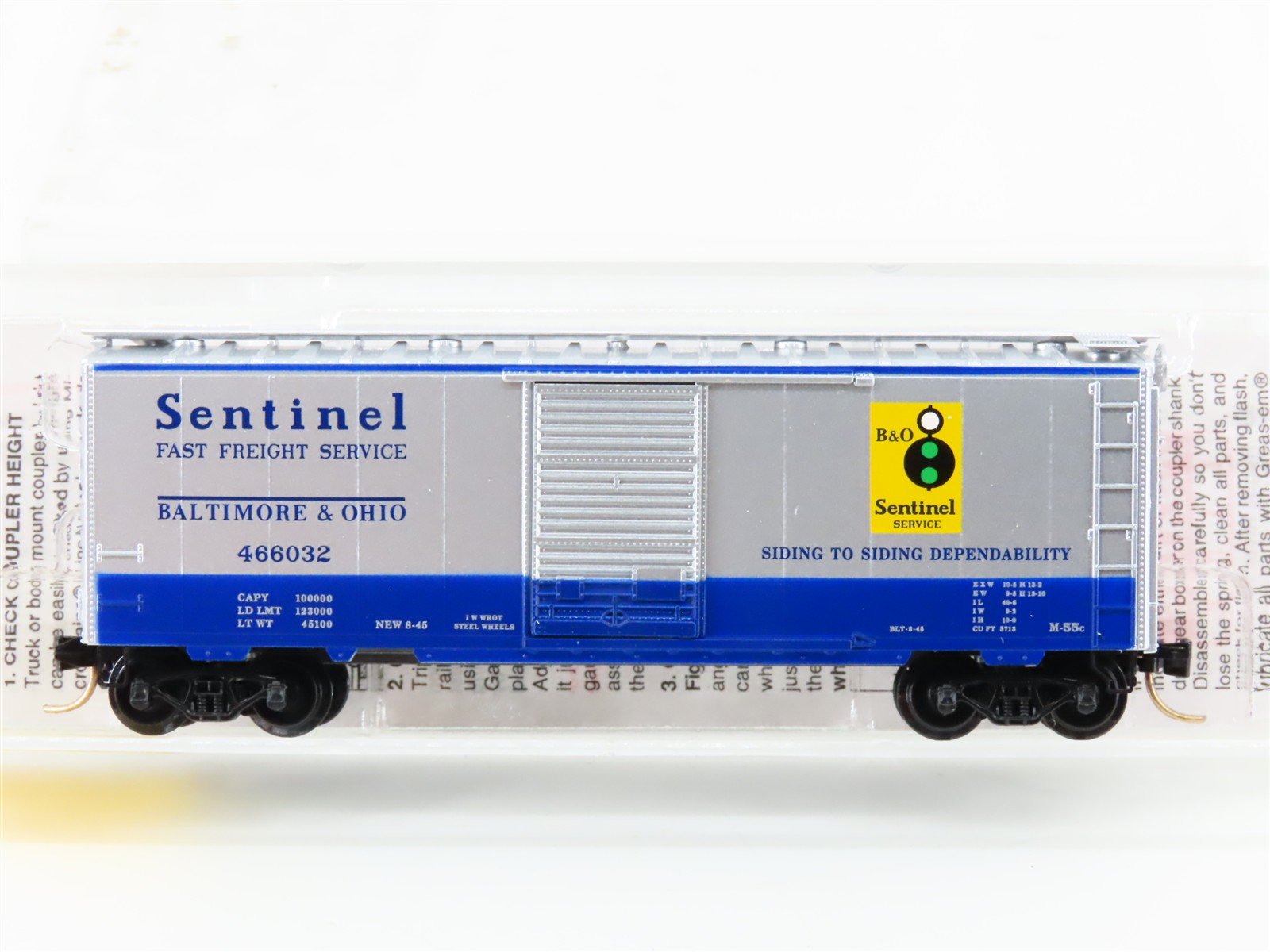 N Scale Micro-Trains MTL 20256 B&O Baltimore & Ohio "Sentinel" 40' Boxcar 466032