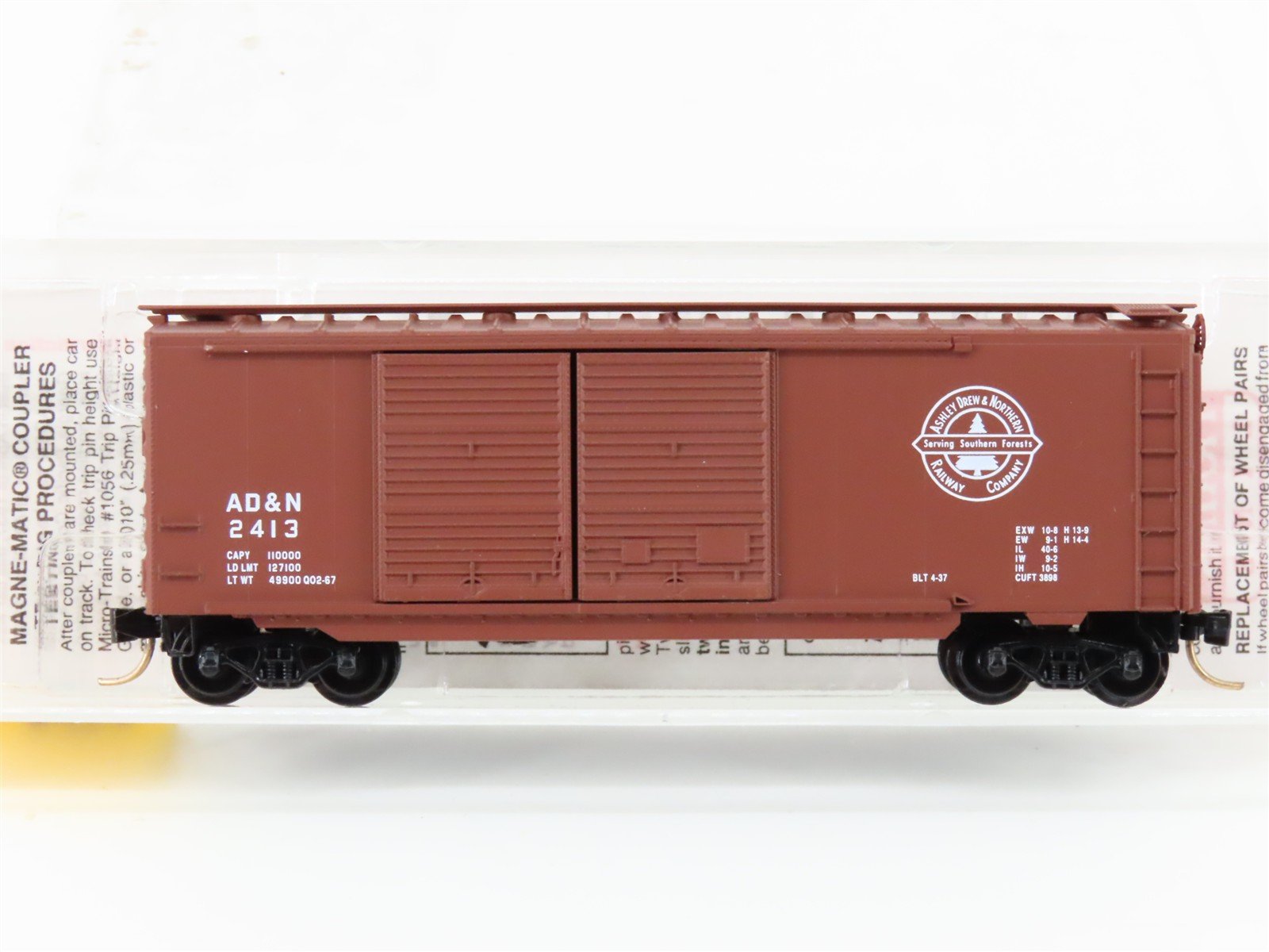 N Scale Micro-Trains MTL 23240 AD&N Ashley, Drew & Northern 40' Box Car #2413