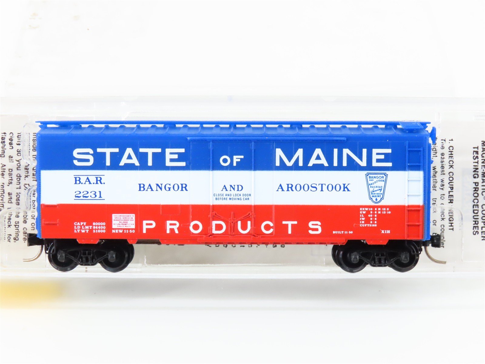 N Scale Micro-Trains MTL 21020 BAR State Of Maine 40' Plug Door Box Car #2231