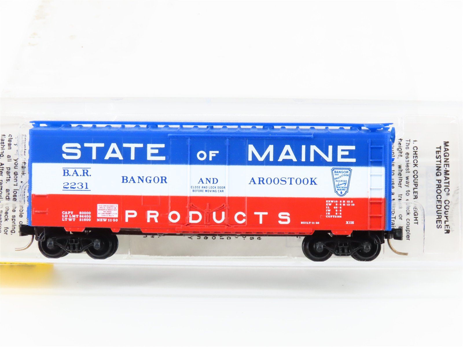 N Scale Micro-Trains MTL 21020 BAR State Of Maine 40' Plug Door Box Car #2231