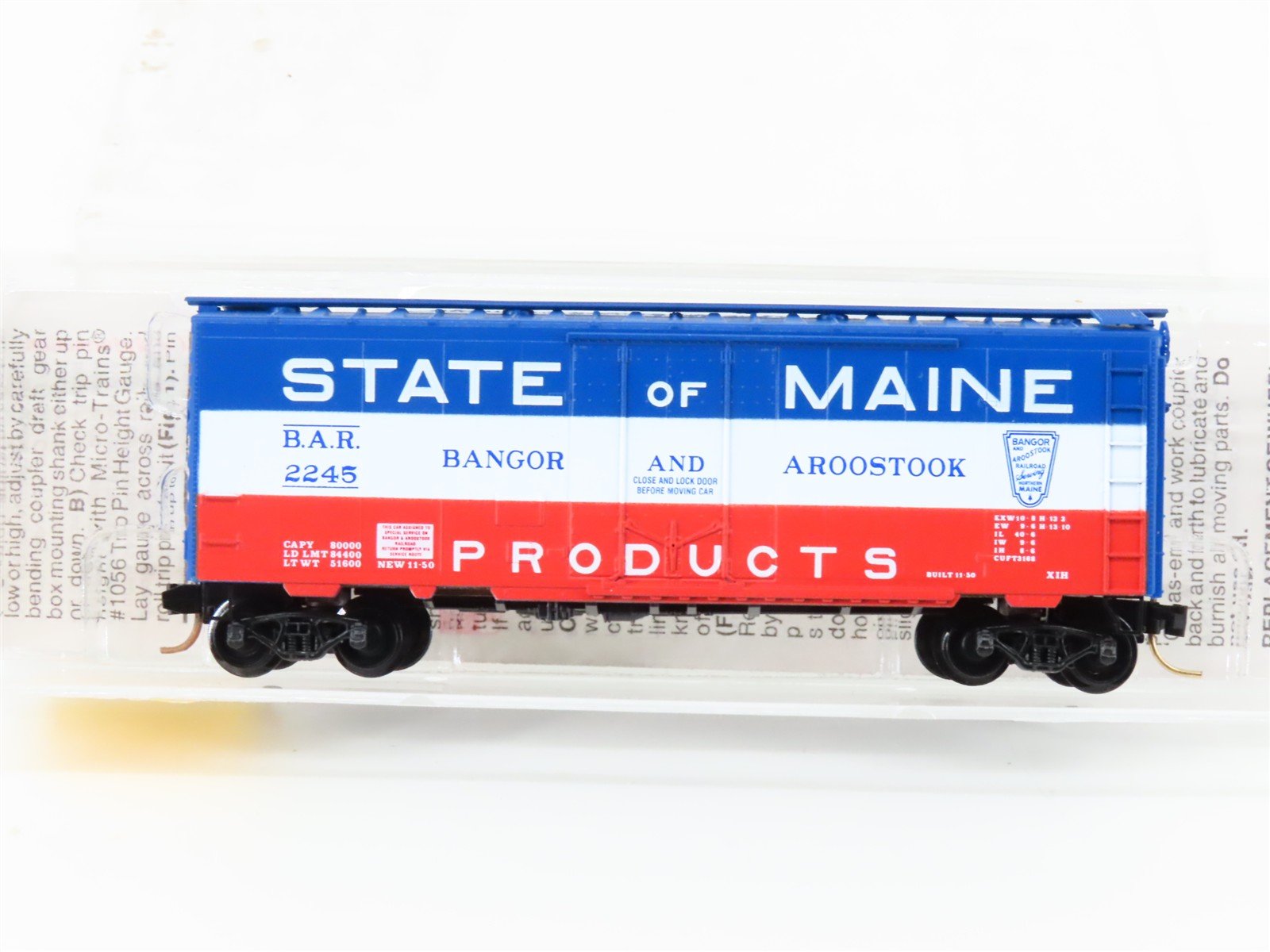 N Scale Micro-Trains MTL 21020 BAR State Of Maine 40' Plug Door Box Car #2245