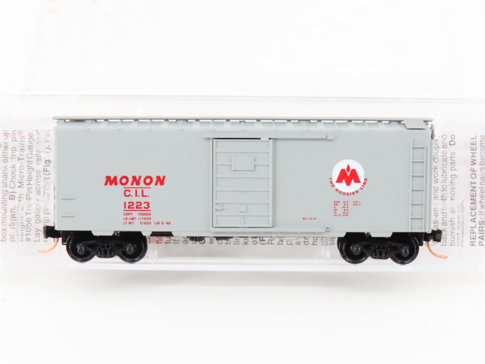 N Scale Micro-Trains MTL 20576 CIL Monon "The Hoosier Line" 40' Box Car #1223