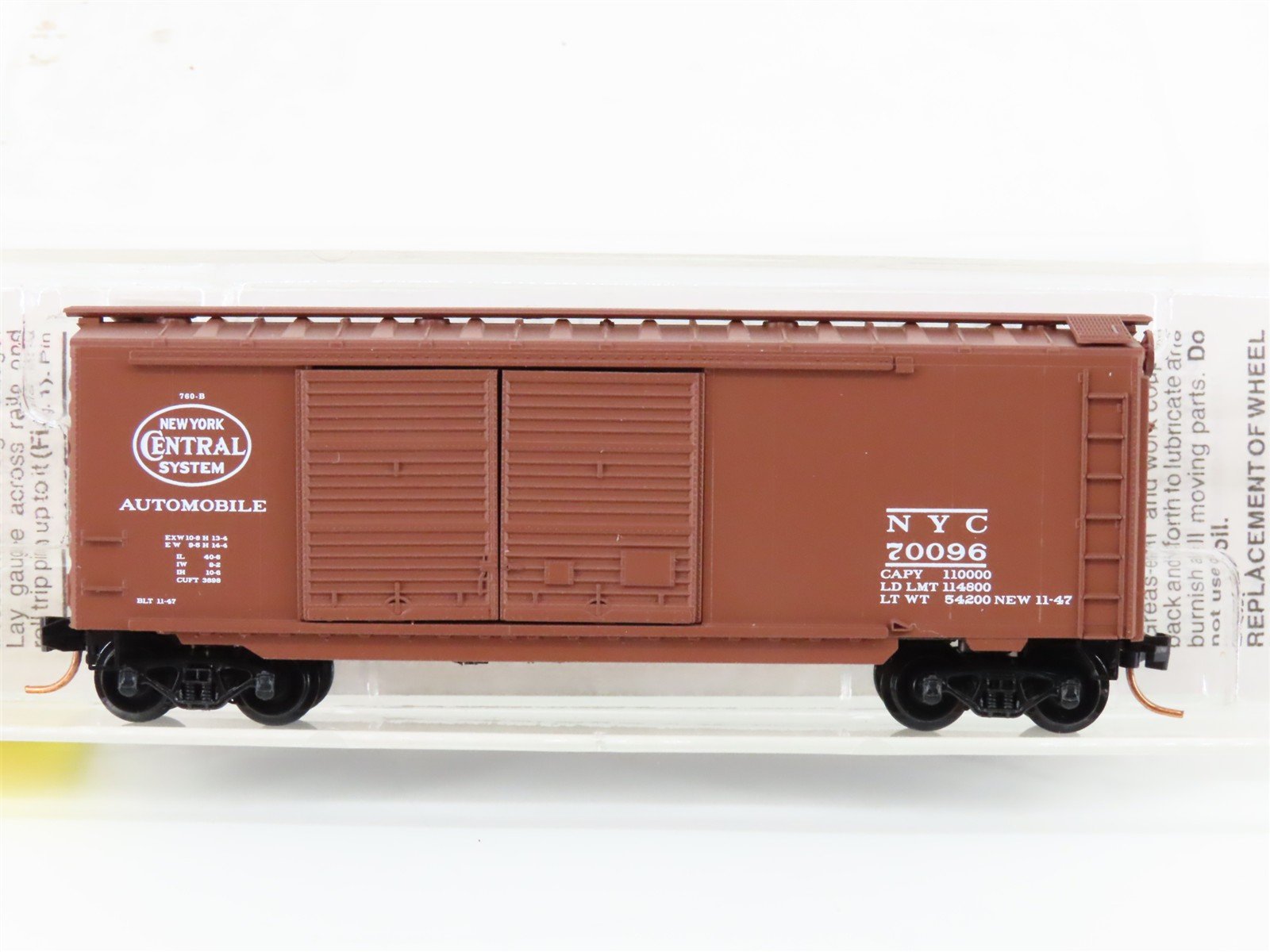 N Scale Micro-Trains MTL 23160 NYC New York Central 40' Automobile Boxcar #70096