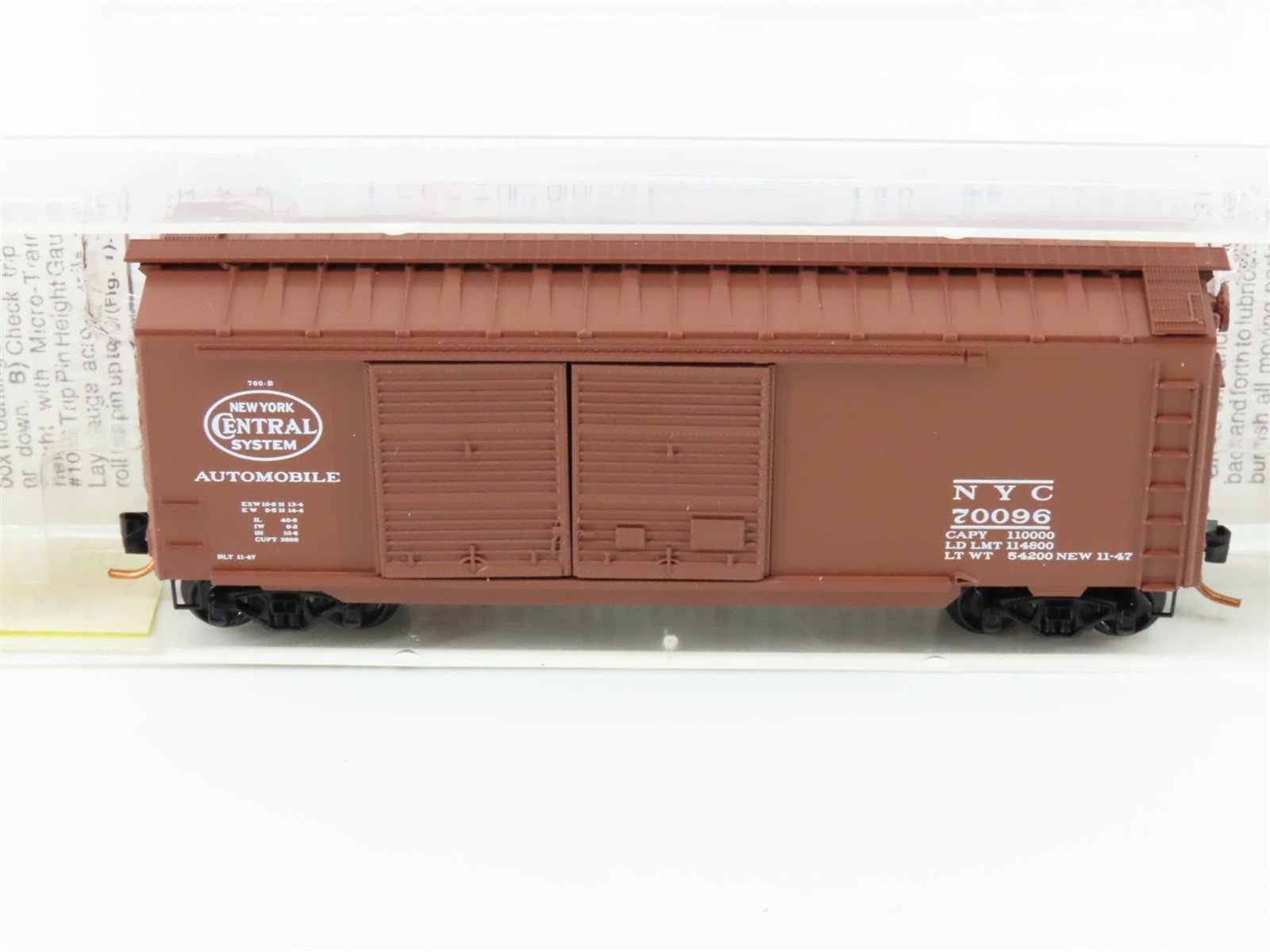 N Scale Micro-Trains MTL 23160 NYC New York Central 40' Automobile Boxcar #70096